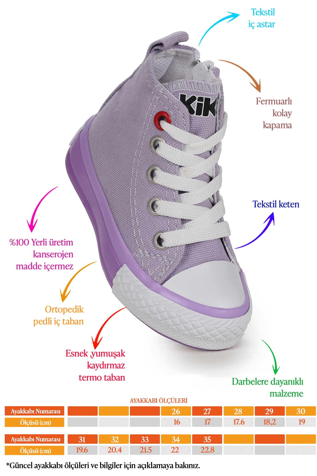 Tinna Bağcıklı Kız Çocuk Boğazlı Keten Spor Ayakkabı Lila - Görsel 3