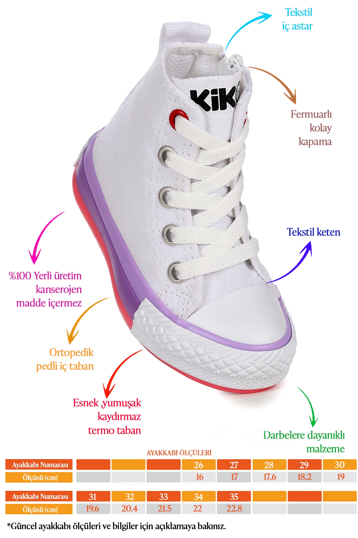 Tinna Bağcıklı Kız Çocuk Boğazlı Keten Spor Ayakkabı Beyaz - Pembe - Görsel 3