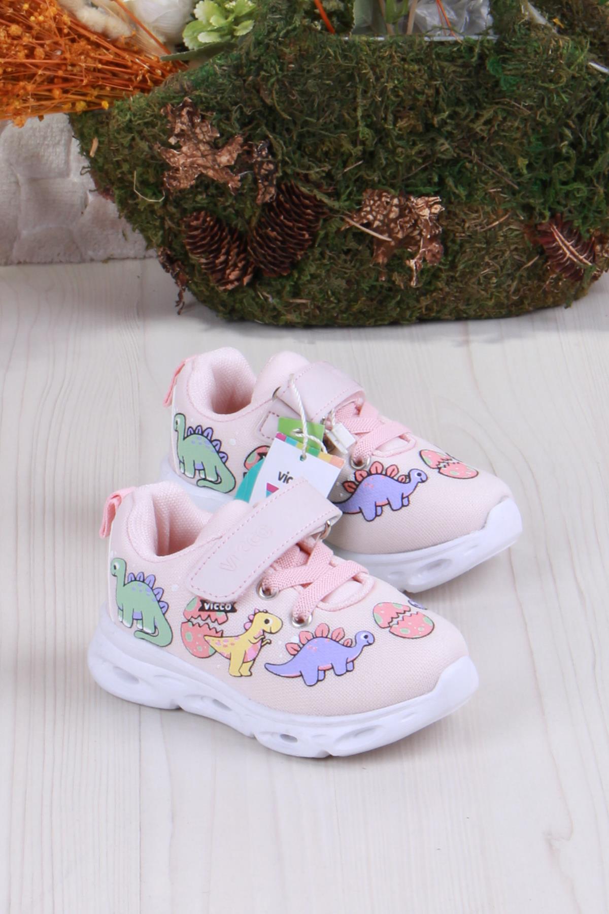 346.B25Y.171 Pudra Dino Işıklı Kız Çocuk Ayakkabı - Görsel 2