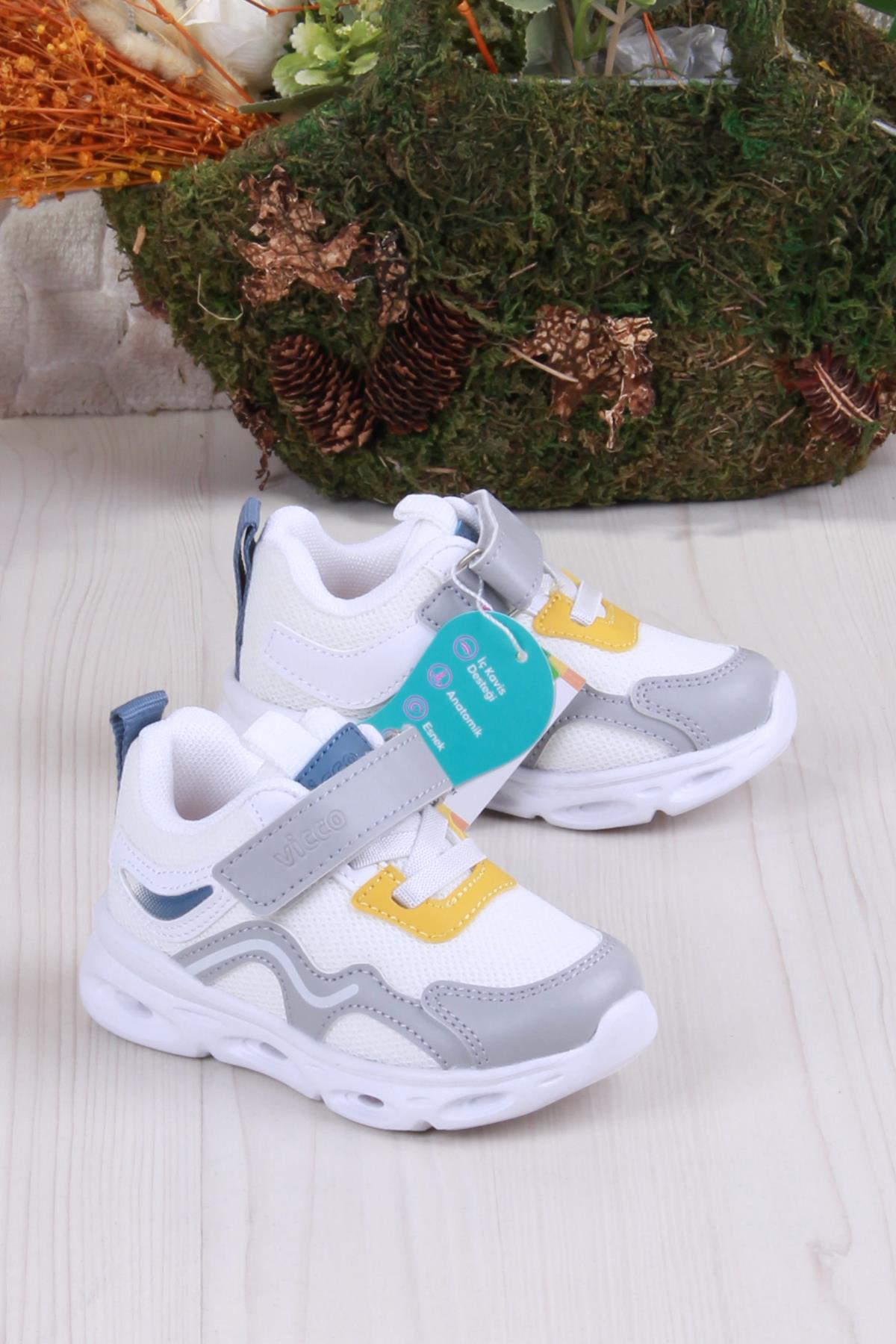 346.B24Y.117 Beyaz Rony Işıklı Erkek Çocuk Ayakkabı - Görsel 2