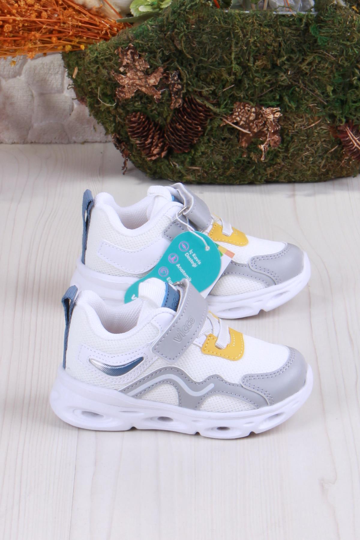 346.B24Y.117 Beyaz Rony Işıklı Erkek Çocuk Ayakkabı - Görsel 3
