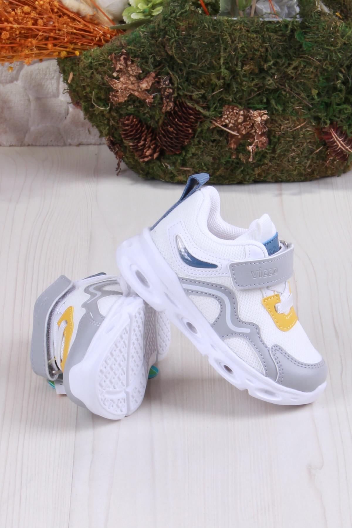 346.B24Y.117 Beyaz Rony Işıklı Erkek Çocuk Ayakkabı - Görsel 5