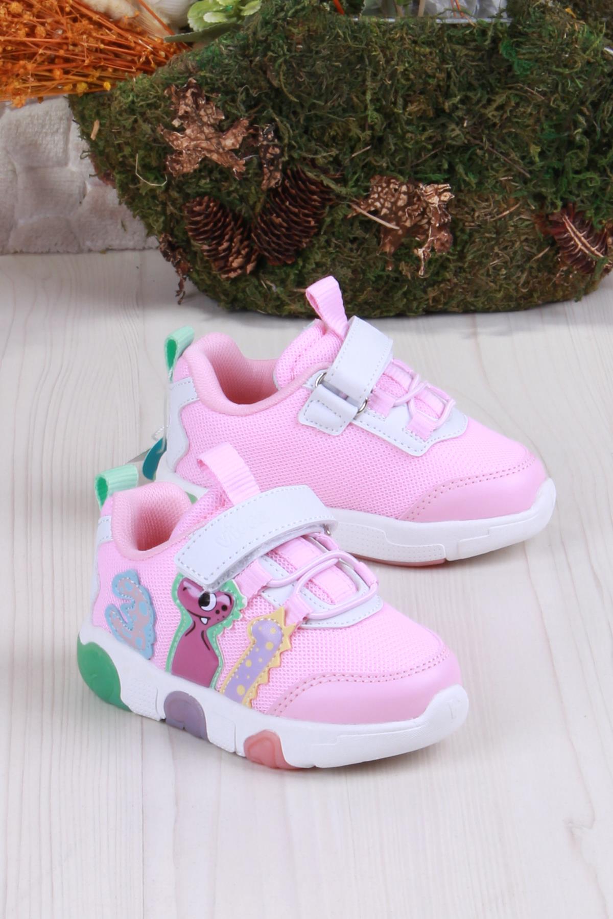 346.P25Y.160 Pembe Number Işıklı Kız Çocuk Ayakkabı - Görsel 2
