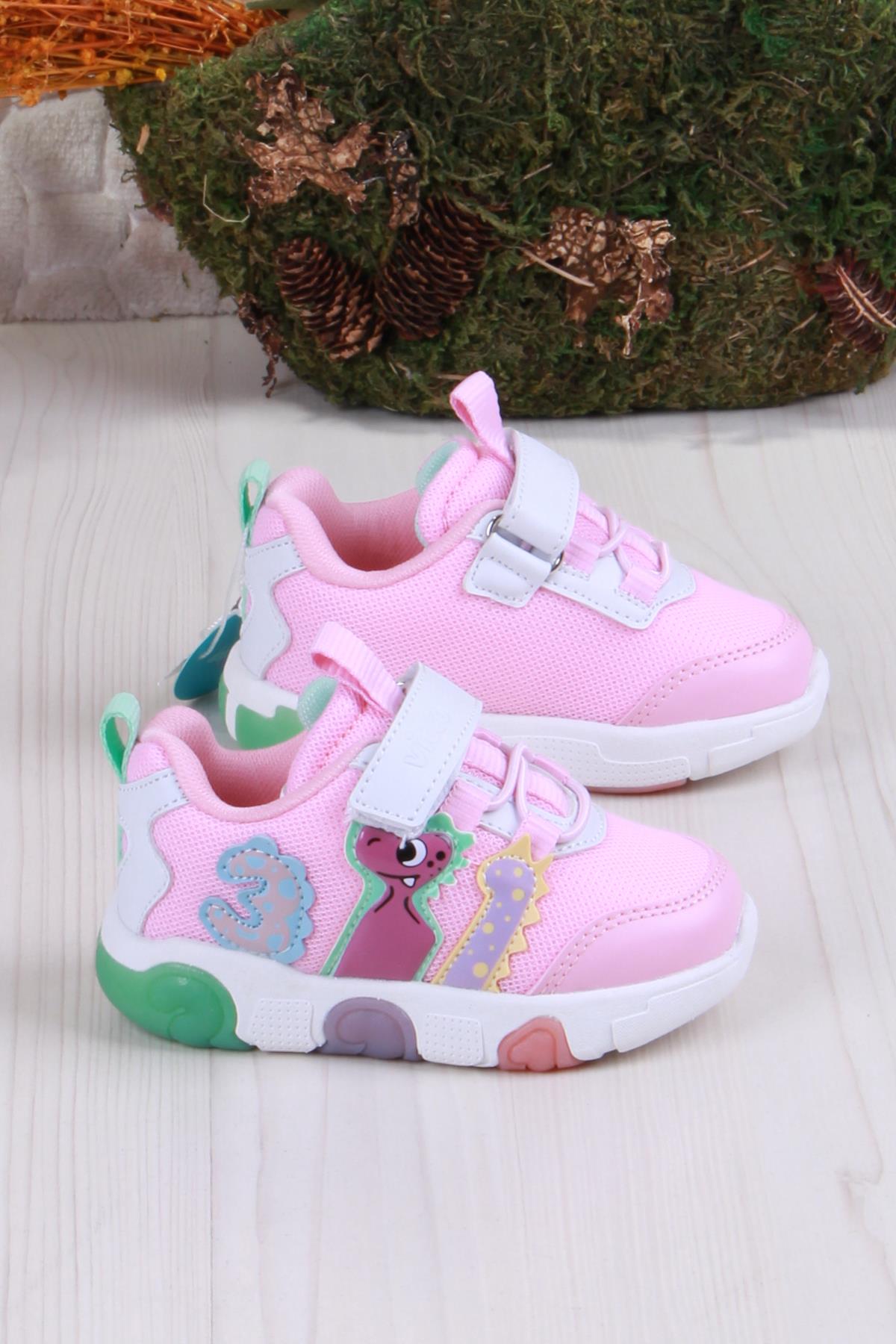 346.P25Y.160 Pembe Number Işıklı Kız Çocuk Ayakkabı - Görsel 3