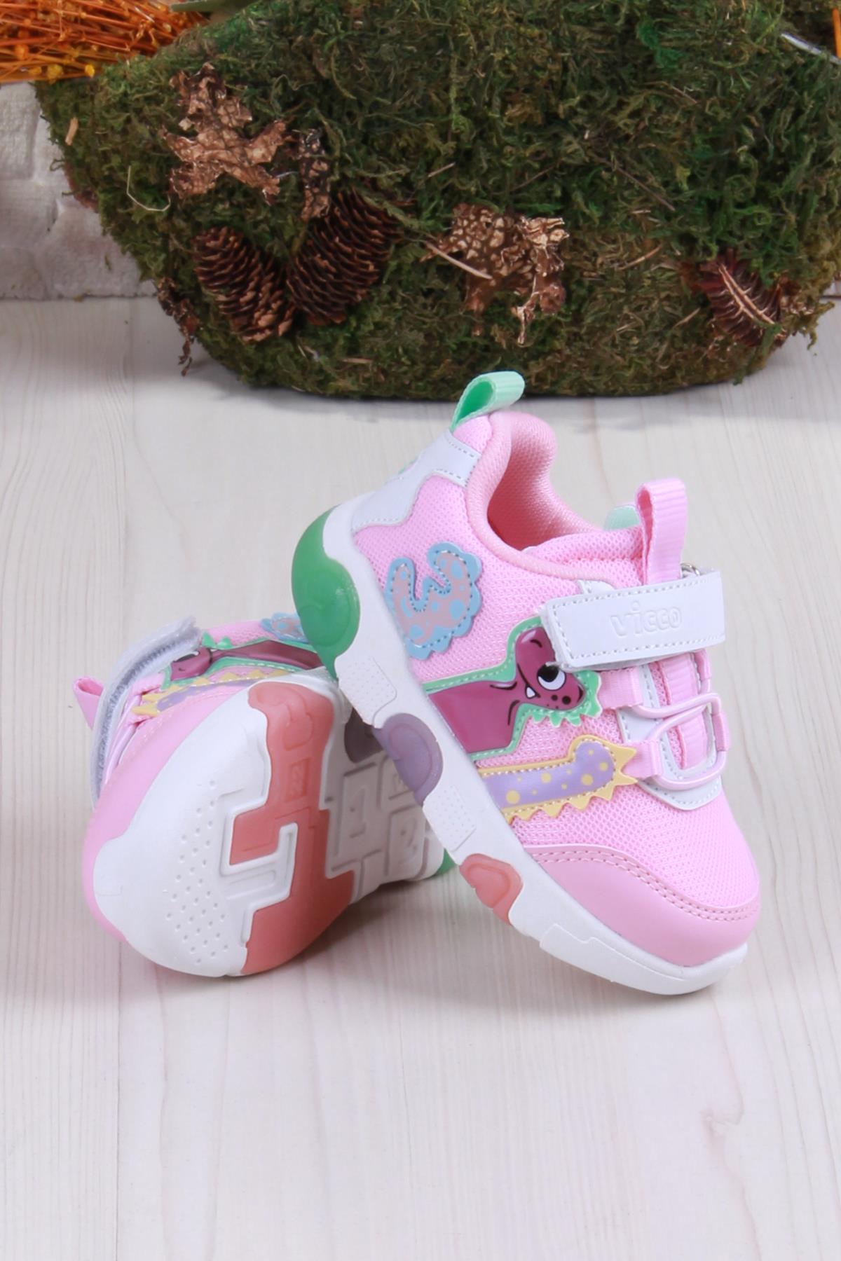 346.B25Y.160 Pembe Number Işıklı Kız Çocuk Ayakkabı - Görsel 6