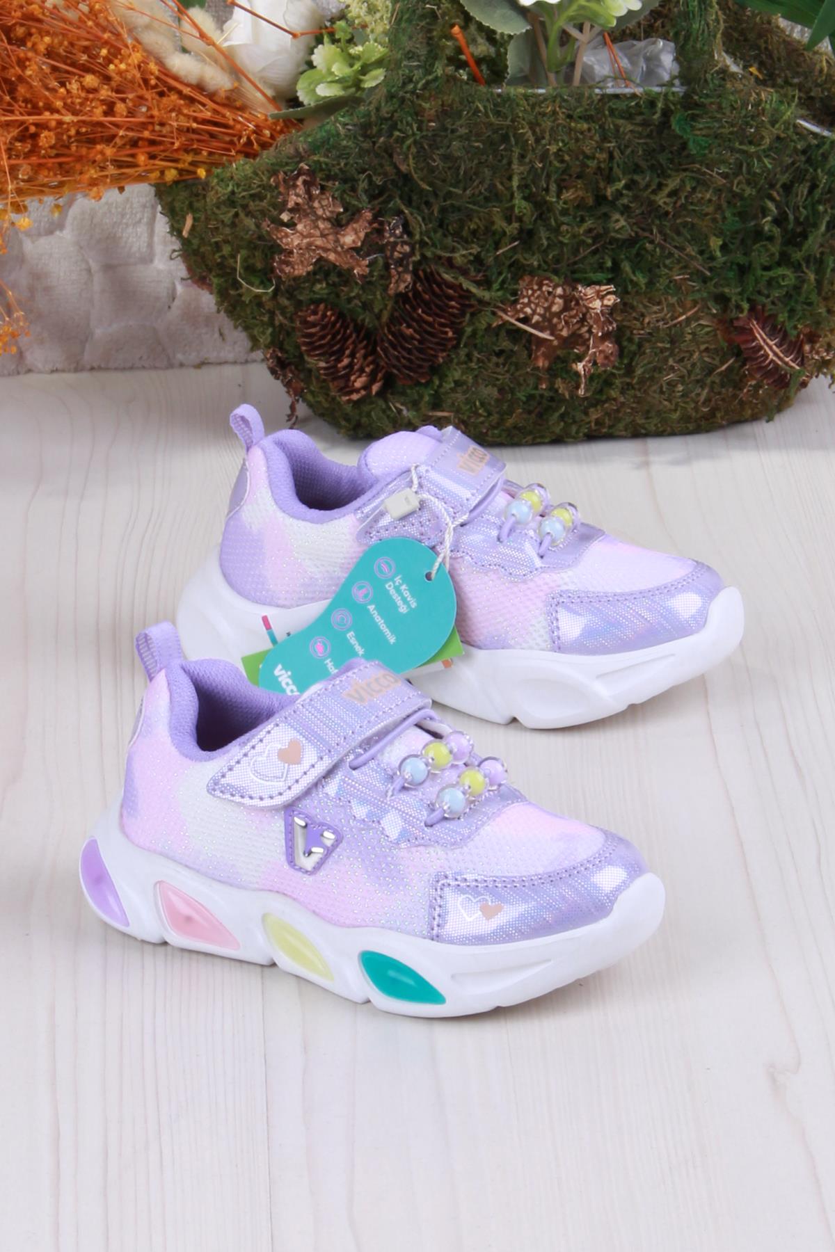 346.B25Y.177 Lila Gelato Hafif Rahat Işıklı Kız Çocuk Ayakkabı - Görsel 2