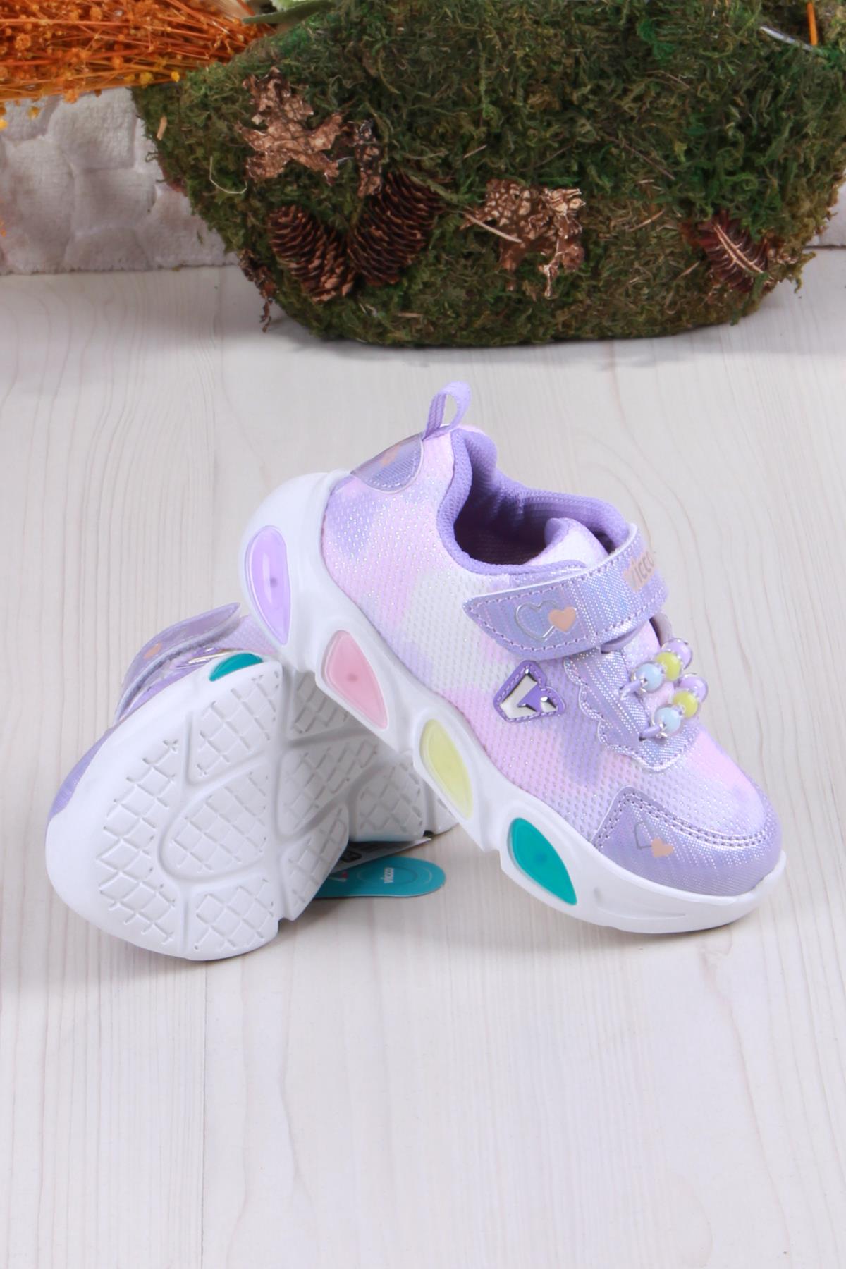346.B25Y.177 Lila Gelato Hafif Rahat Işıklı Kız Çocuk Ayakkabı - Görsel 5