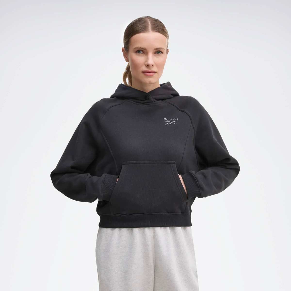 Reebok ICON ELEMENTS FT HOODIE Siyah Kadın Sweatshirt