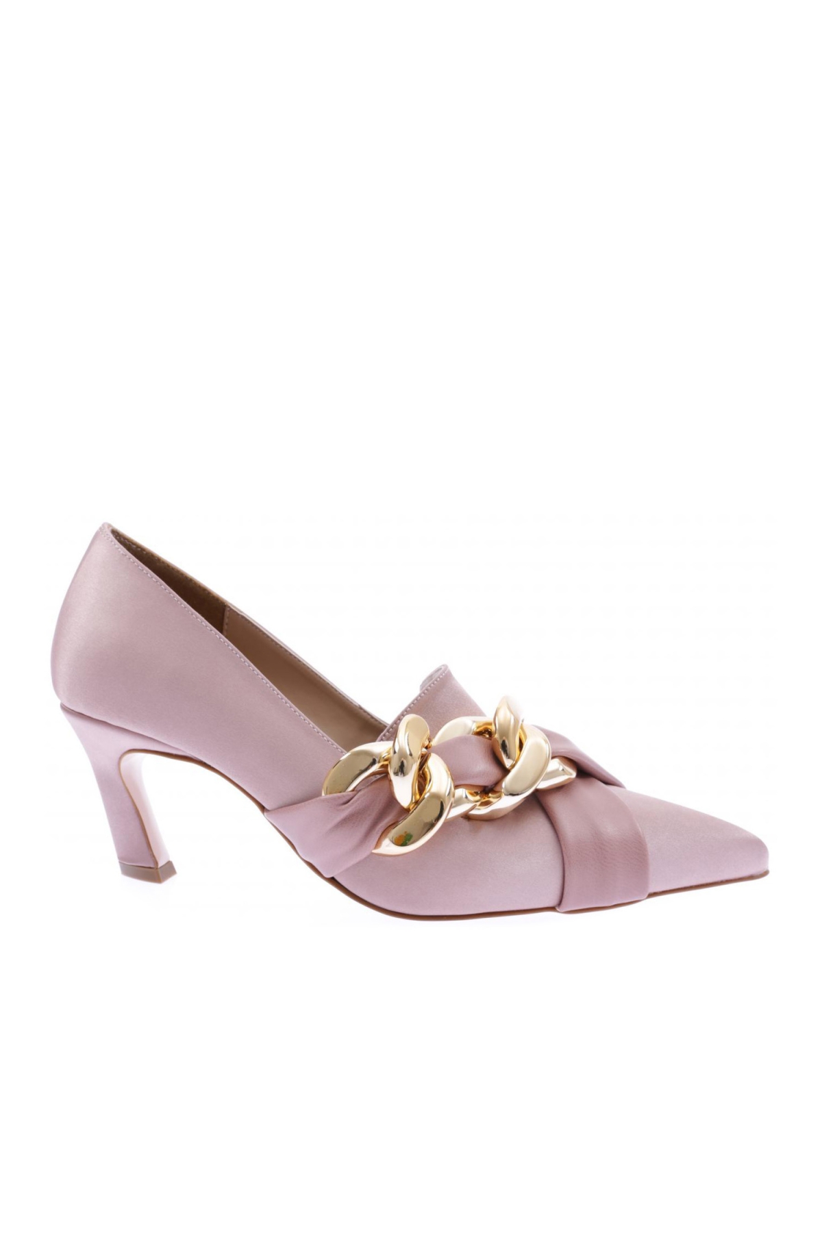 1711-22Y KADIN SİVRİ BURUN ÜSTTEN ÇAPRAZ ATMALI ZİNCİRLİ TOPUKLU AYAKKABI - Görsel 3