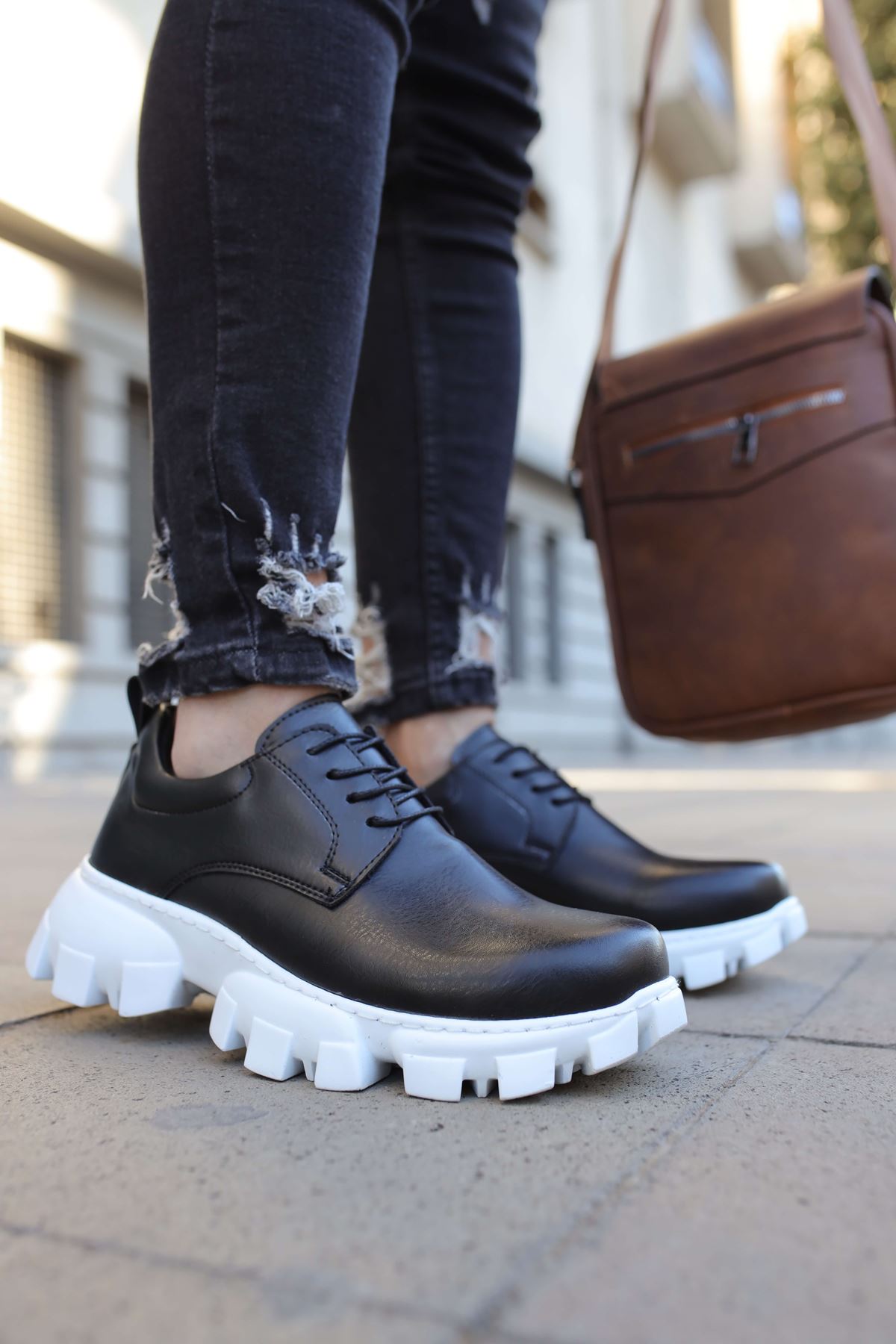 Bağcıklı Yüksek Taban Erkek Günlük Ayakkabı Siyah - Görsel 2