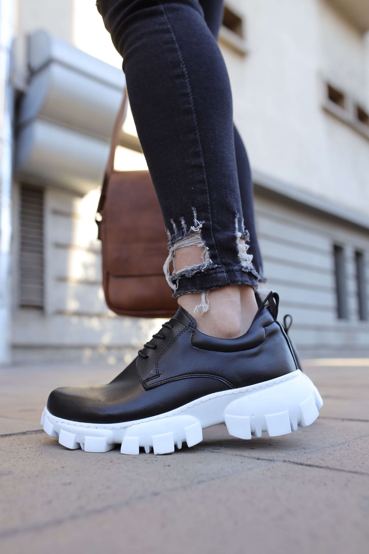 Bağcıklı Yüksek Taban Erkek Günlük Ayakkabı Siyah - Görsel 3