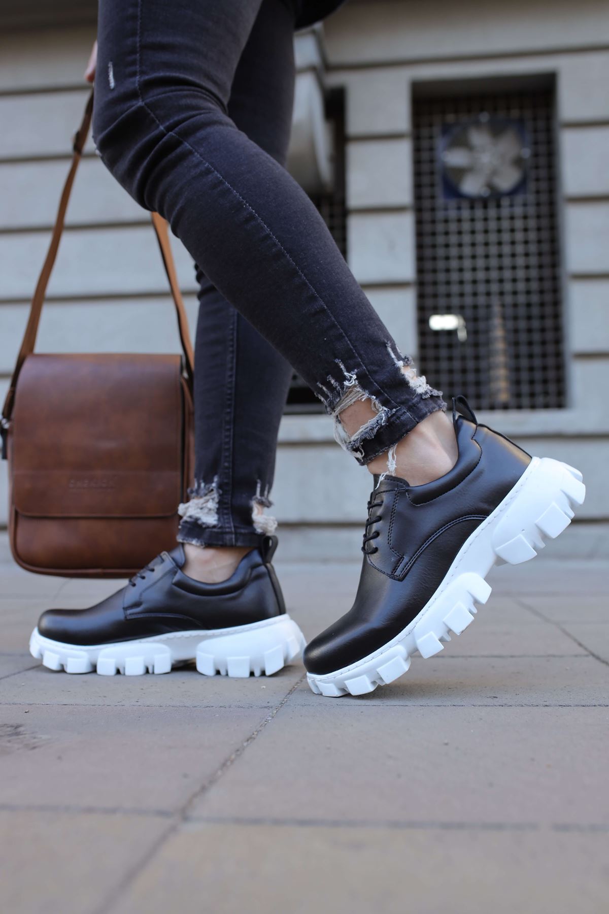 Bağcıklı Yüksek Taban Erkek Günlük Ayakkabı Siyah - Görsel 5