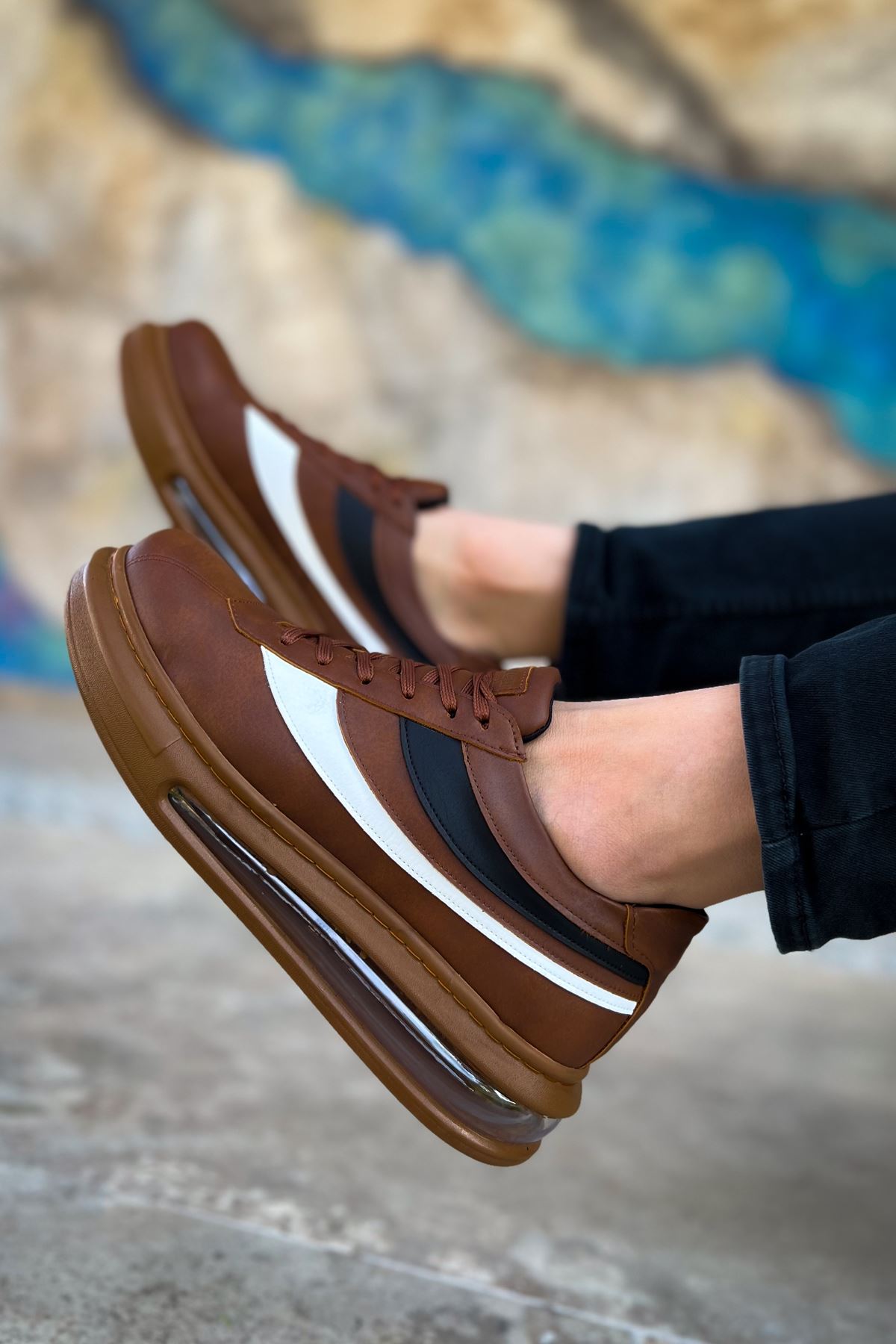 Bağcıklı Balon Taban Erkek Günlük Ayakkabı Taba - Görsel 6