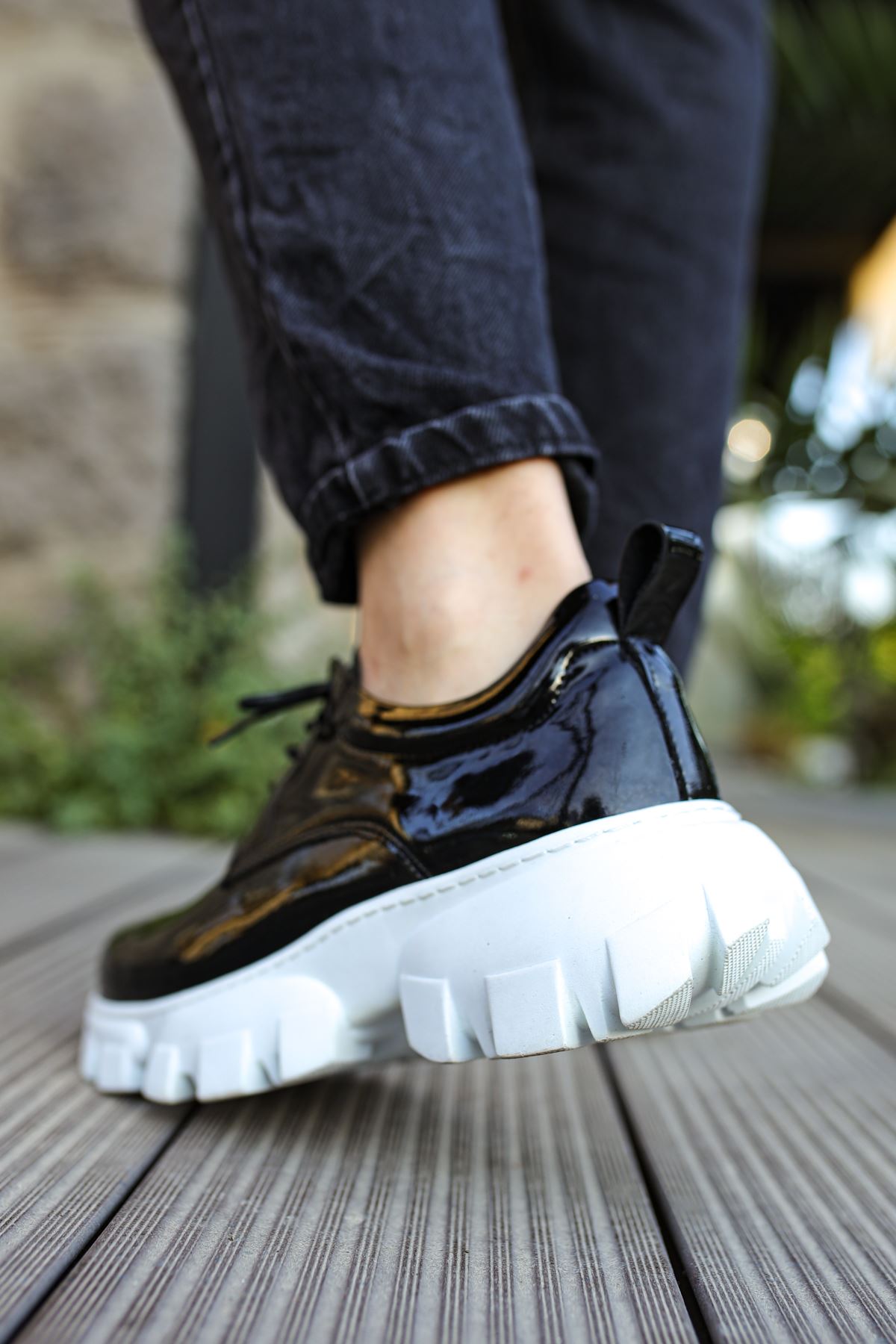 Bağcıklı Yüksek Taban Erkek Günlük Ayakkabı Siyah - Görsel 4