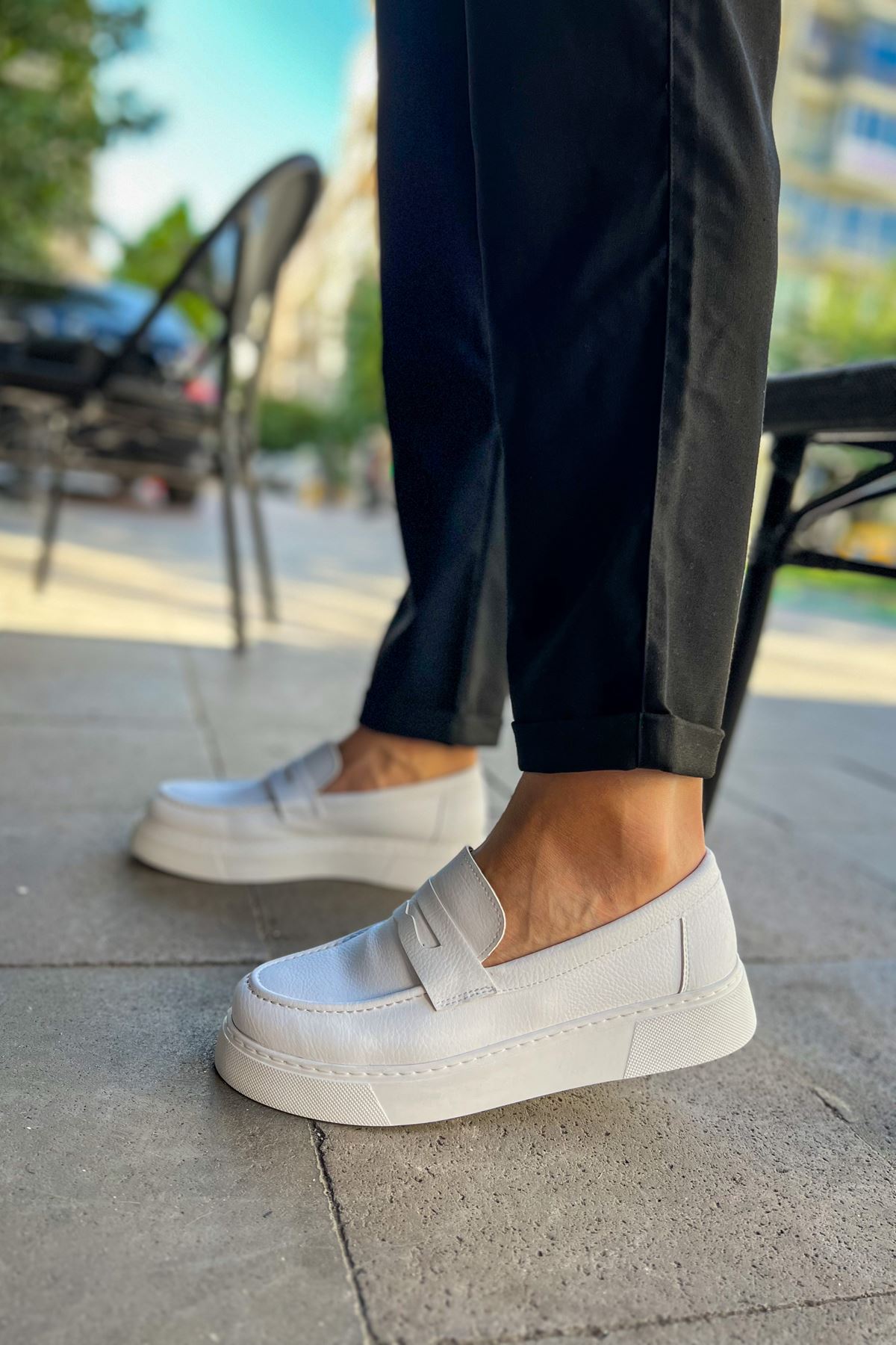 Düz Erkek Günlük Ayakkabı Beyaz - Görsel 4