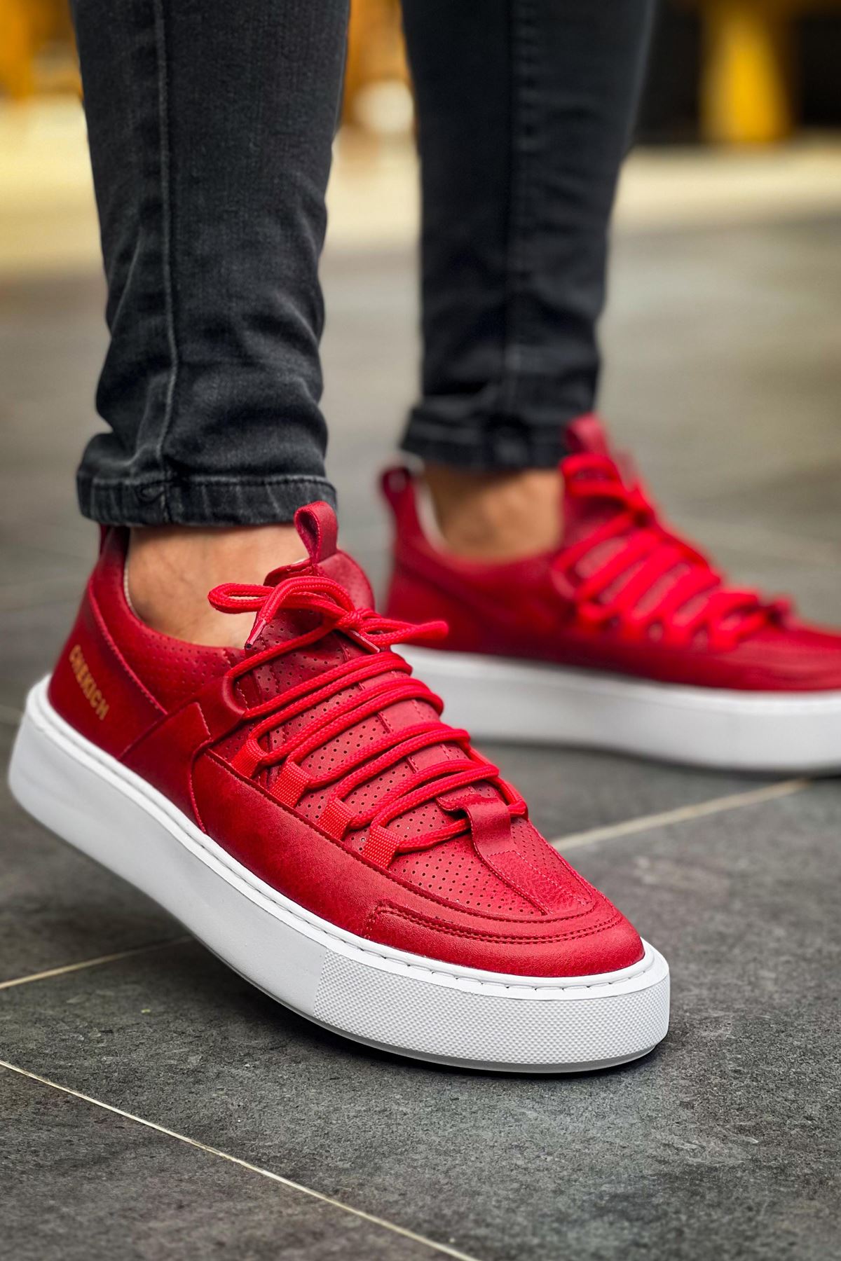 Bağcık Detaylı Erkek Günlük Ayakkabı Kırmızı - Görsel 4