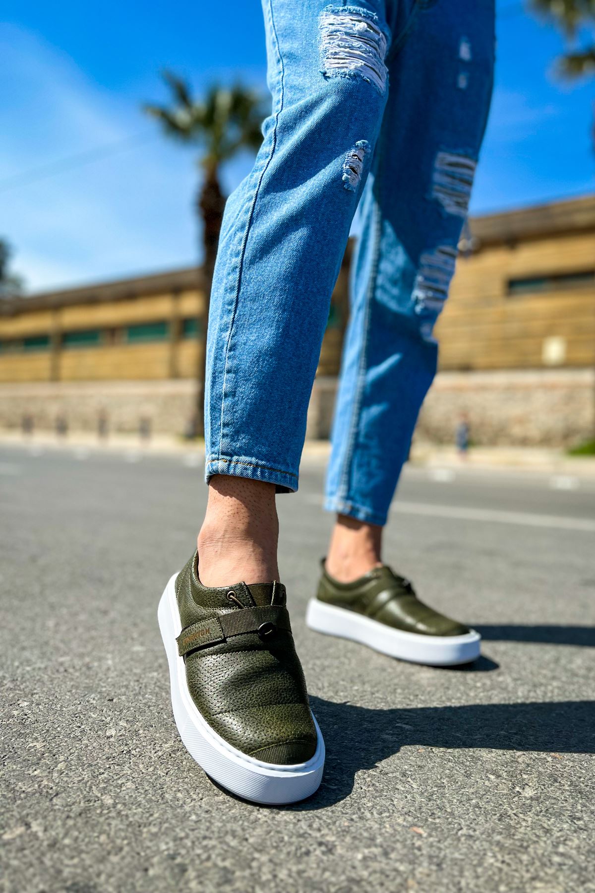 Cırtlı Lastikli Erkek Günlük Ayakkabı Haki - Görsel 4