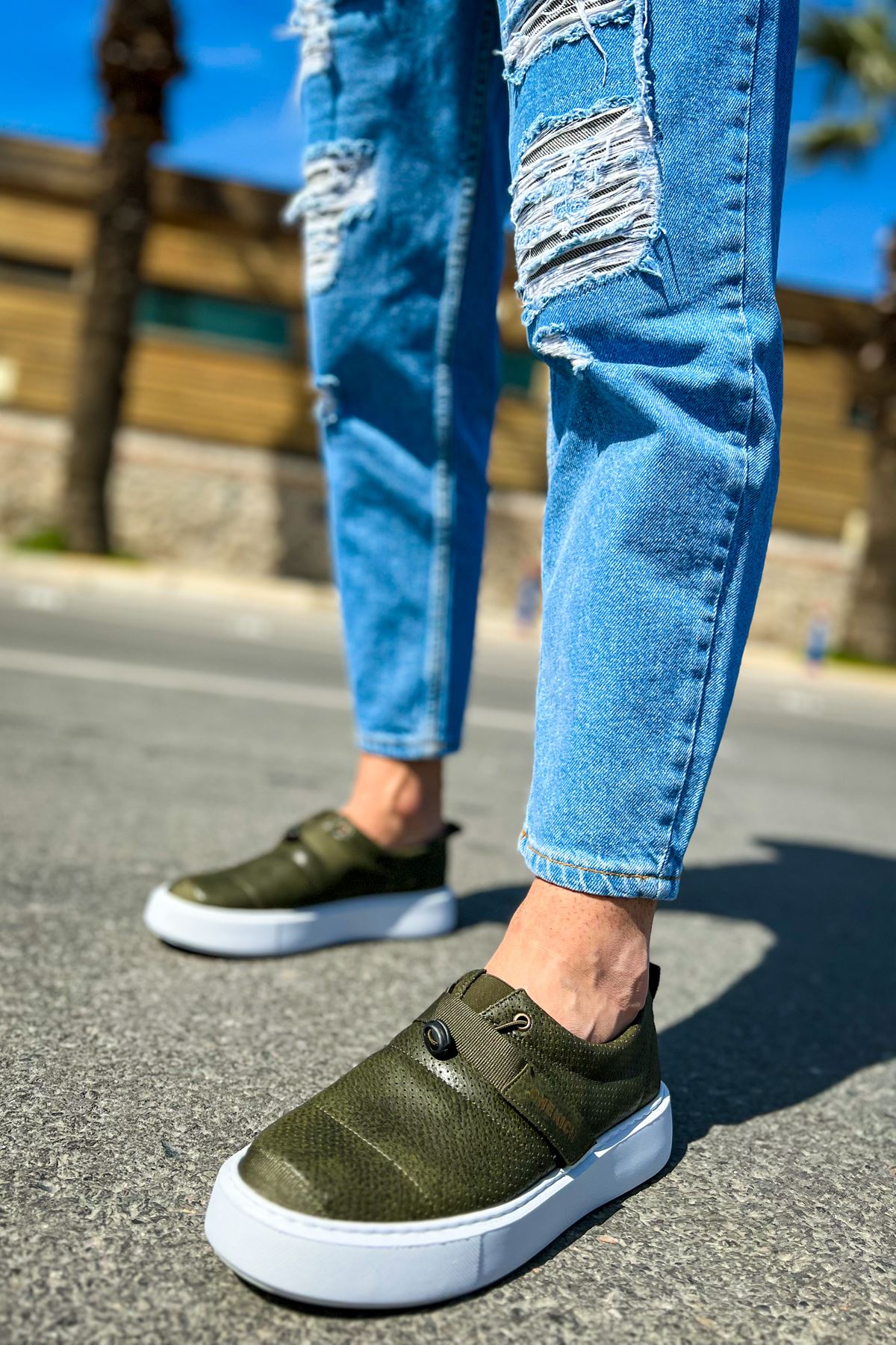 Cırtlı Lastikli Erkek Günlük Ayakkabı Haki - Görsel 5