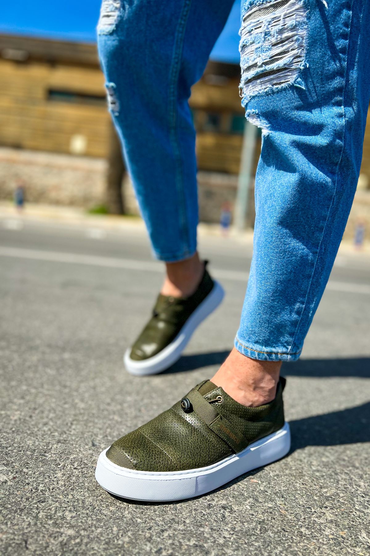 Cırtlı Lastikli Erkek Günlük Ayakkabı Haki - Görsel 6