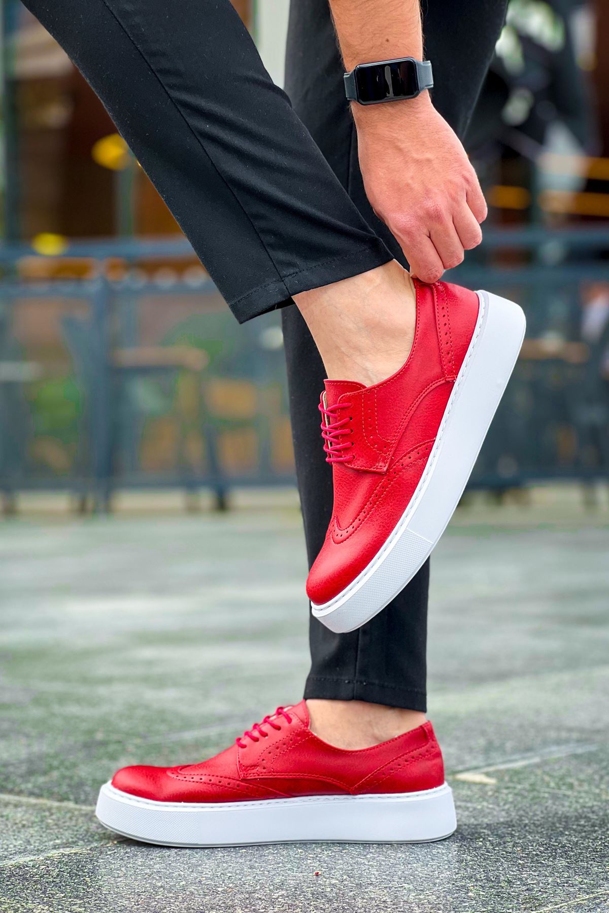 Bağcıklı Erkek Günlük Ayakkabı Kırmızı - Görsel 5