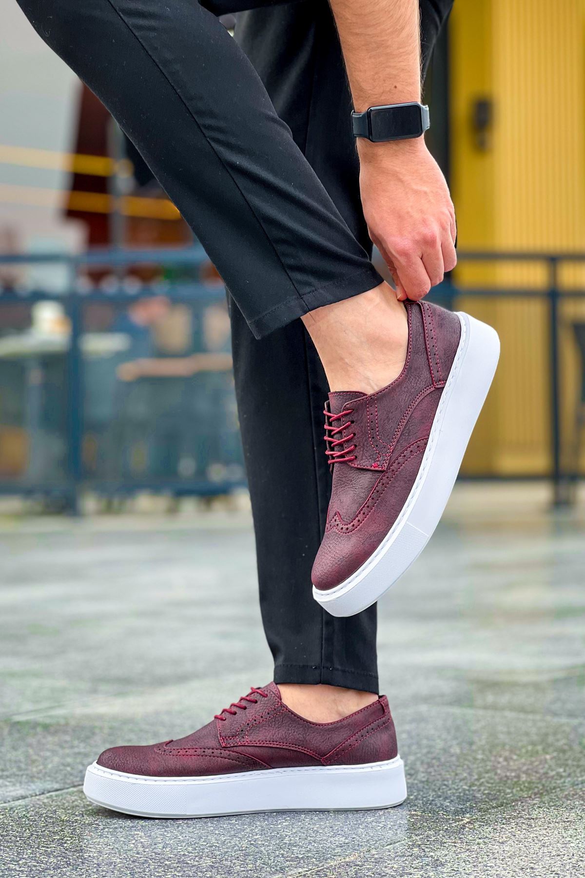 Bağcıklı Erkek Günlük Ayakkabı Bordo - Görsel 4