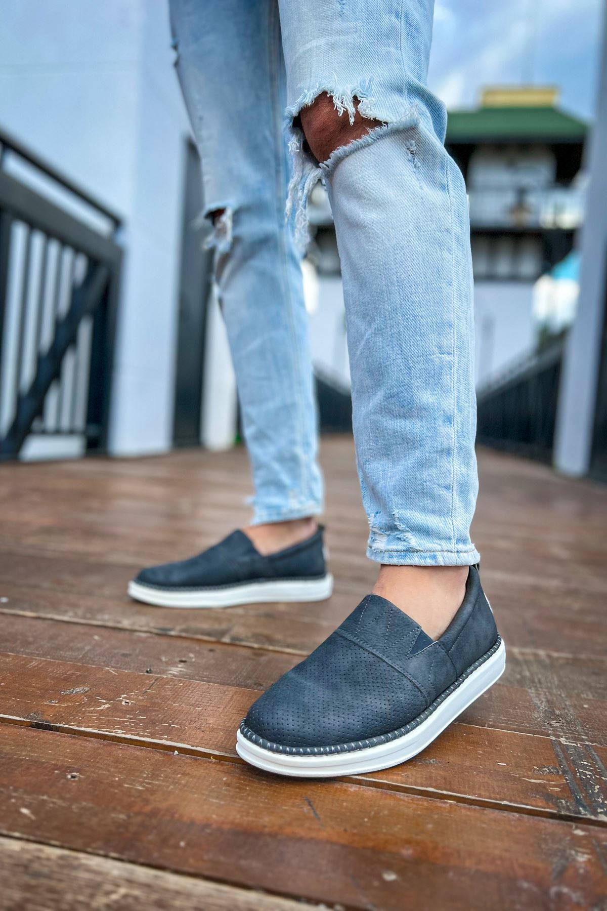 Düz Erkek Günlük Ayakkabı Antrasit - Görsel 2