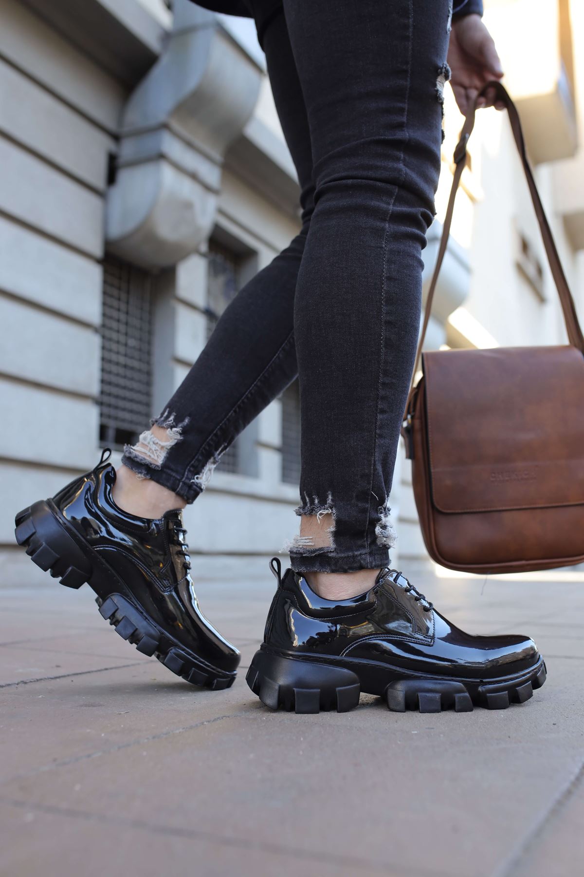 Bağcıklı Yüksek Taban Erkek Günlük Ayakkabı Siyah - Görsel 3