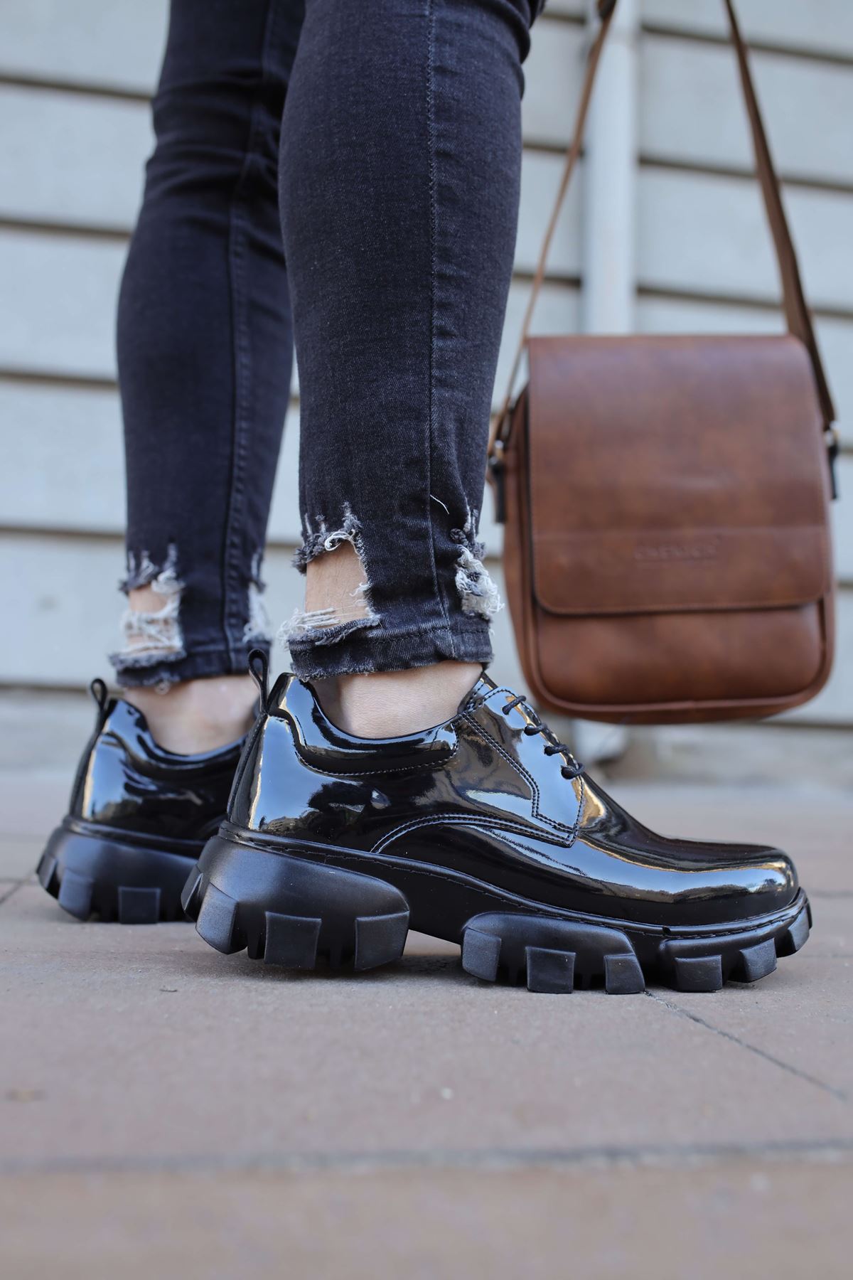 Bağcıklı Yüksek Taban Erkek Günlük Ayakkabı Siyah - Görsel 5