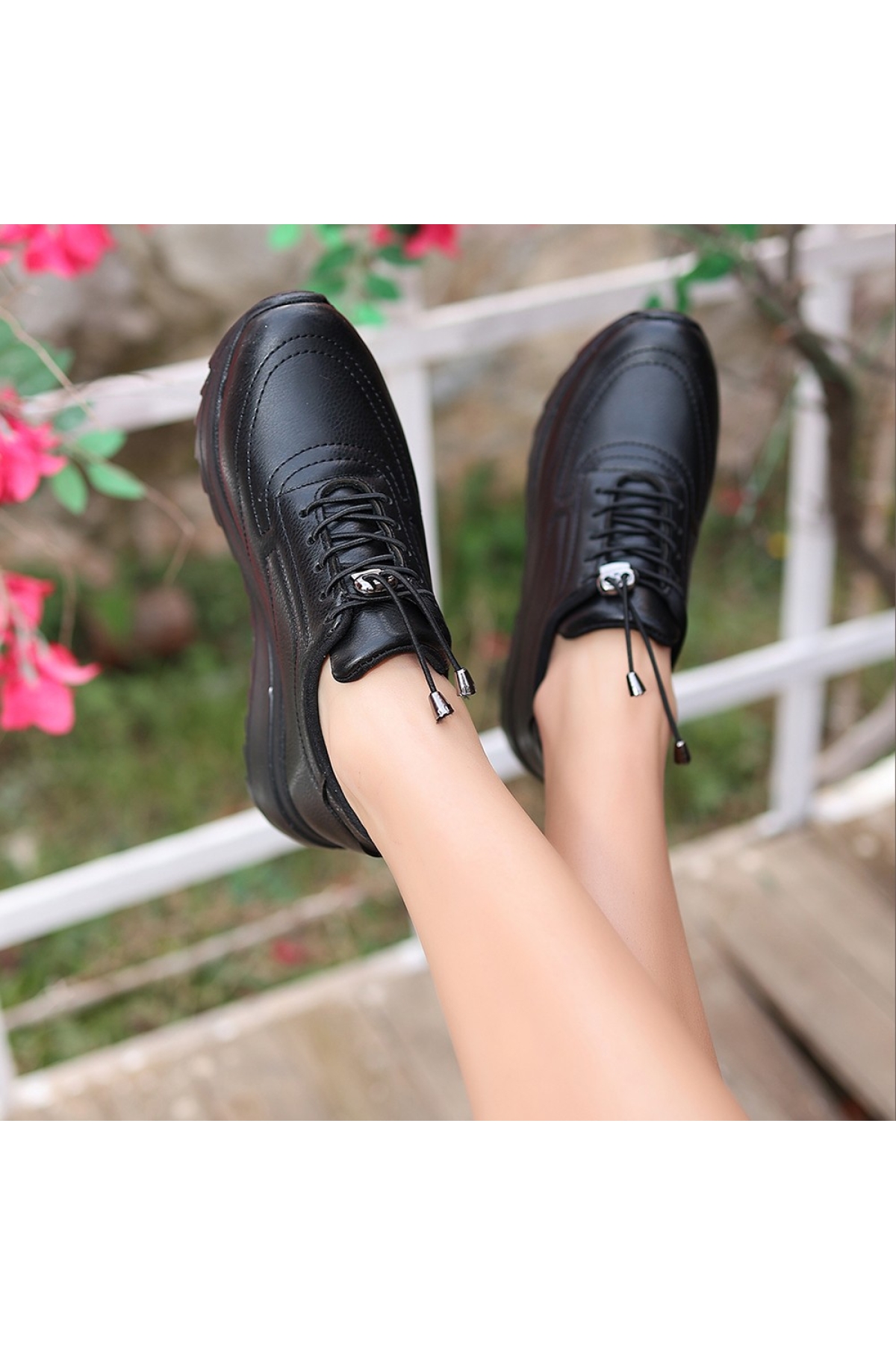Kadın Siyah Bağcıklı Casual Ayakkabı - Görsel 5