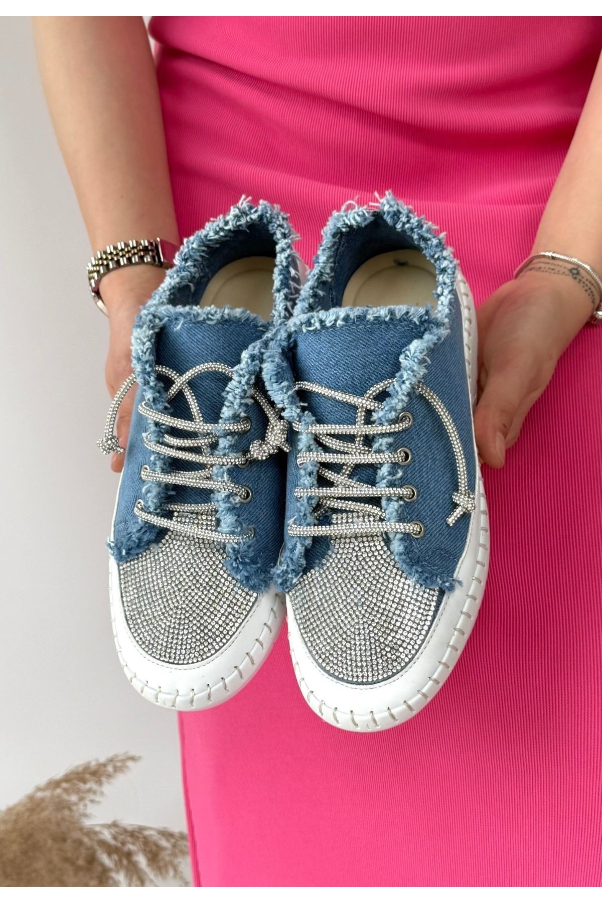 Mavi Kot Bağcıklı Kadın Spor Ayakkabı - Görsel 4
