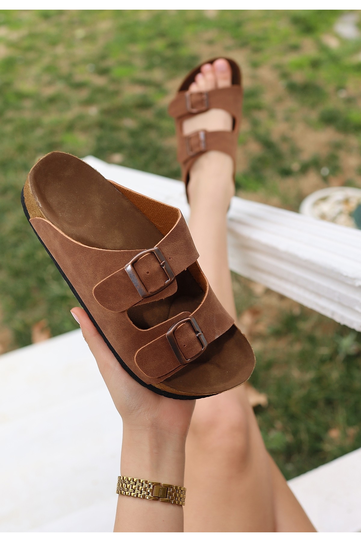 Kadın Taba Nubuk Terlik - Görsel 4