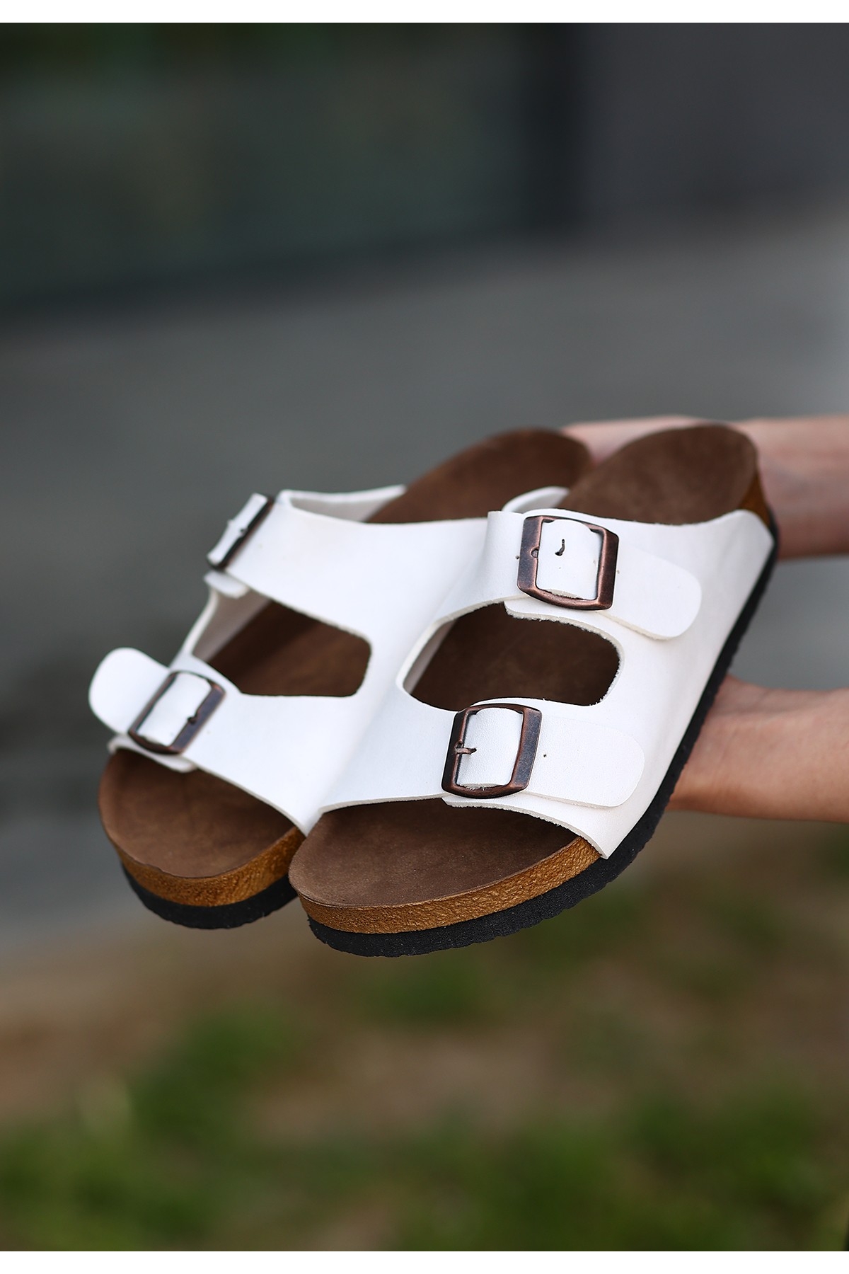 Kadın Beyaz Nubuk Terlik - Görsel 4