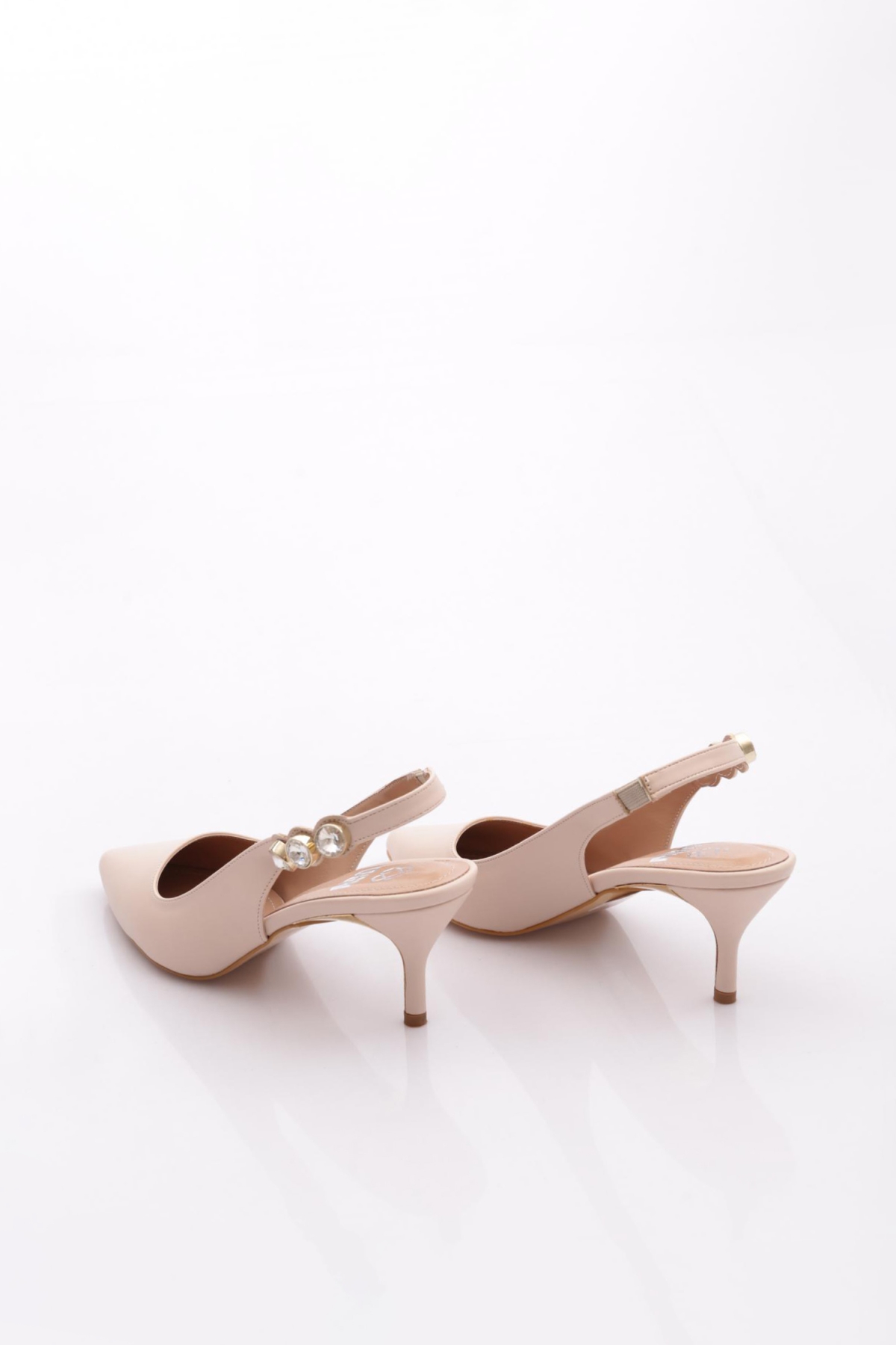 Pm221-K703 Kadin Arkasi Açik Taş Detayli Topuklu Ayakkabi - Görsel 4