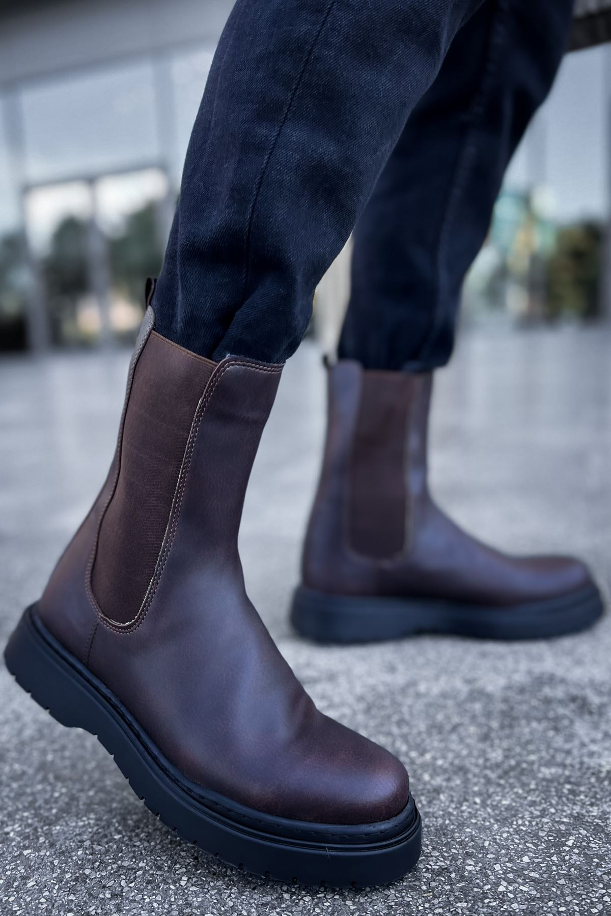 Lastikli Erkek Chelsea Bot Kahve - Görsel 4