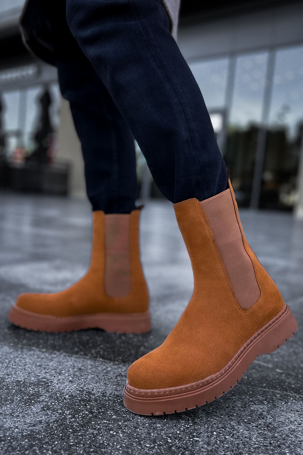 Lastikli Erkek Chelsea Bot Taba Süet - Görsel 2