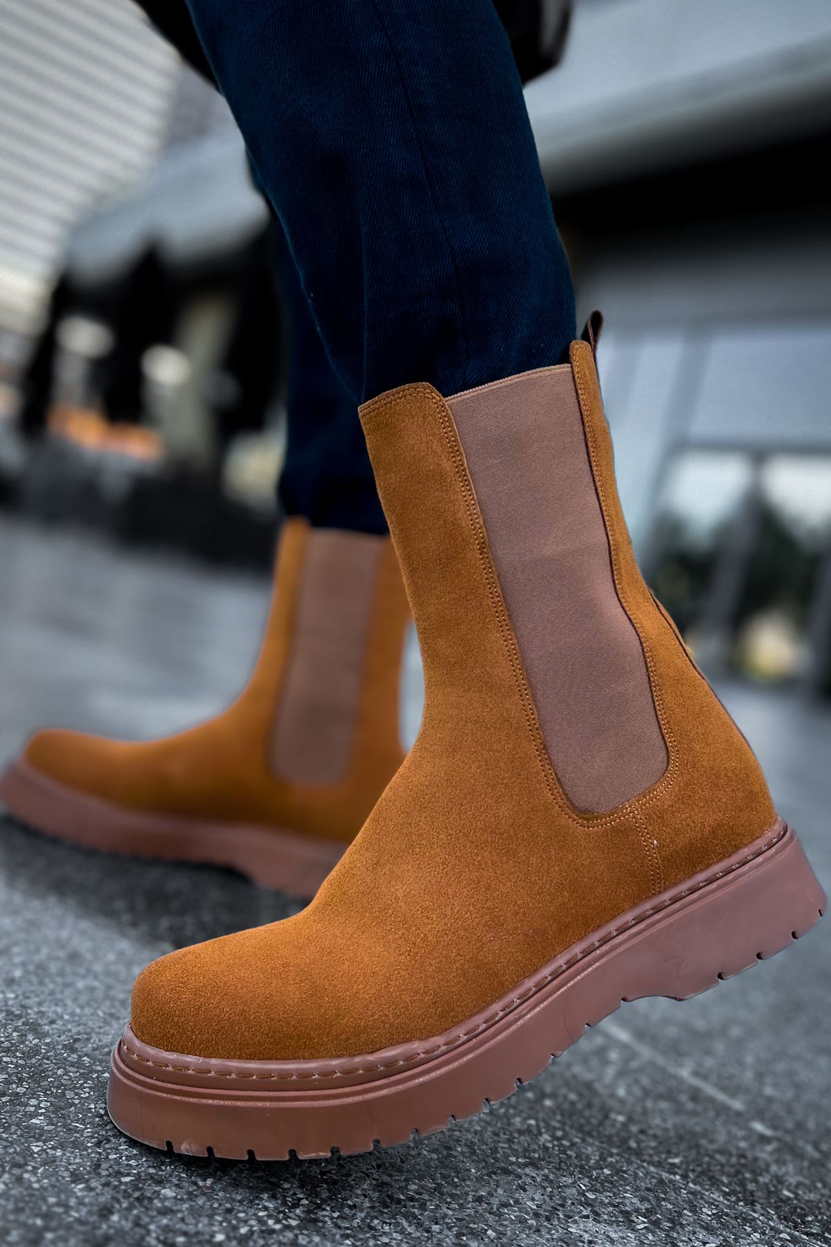 Lastikli Erkek Chelsea Bot Taba Süet - Görsel 3