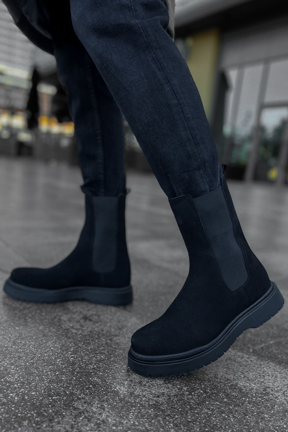 Lastikli Erkek Chelsea Bot Siyah Süet - Görsel 3