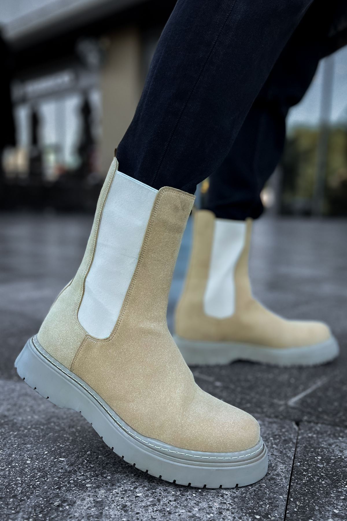 Lastikli Erkek Chelsea Bot Kum Süet - Görsel 2