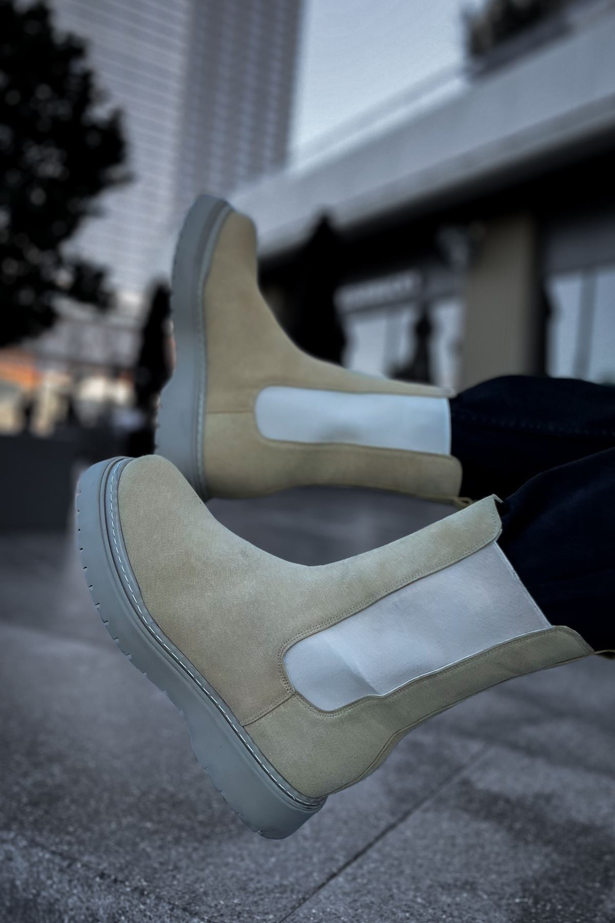 Lastikli Erkek Chelsea Bot Kum Süet - Görsel 7