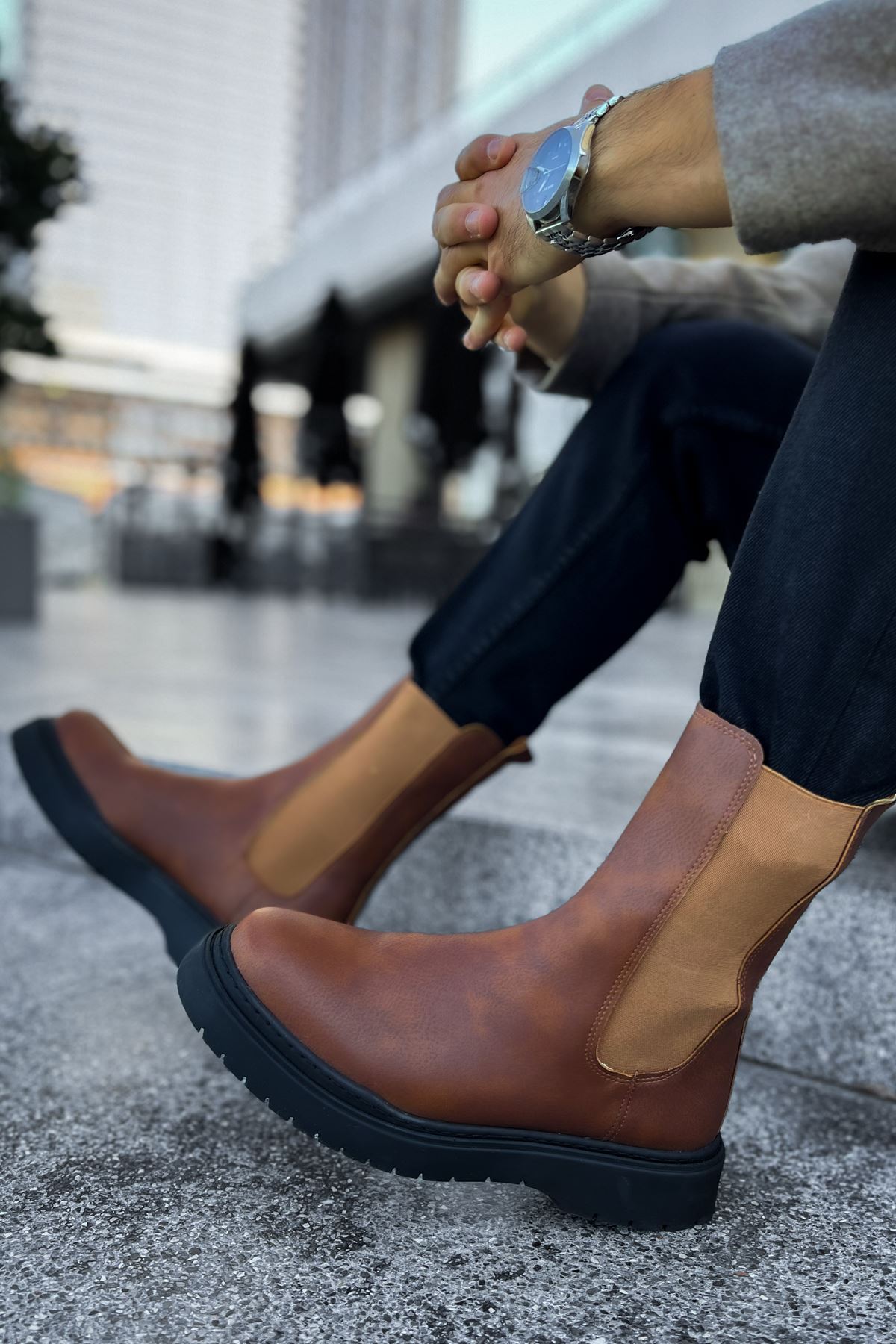 Lastikli Erkek Chelsea Bot Taba - Görsel 4