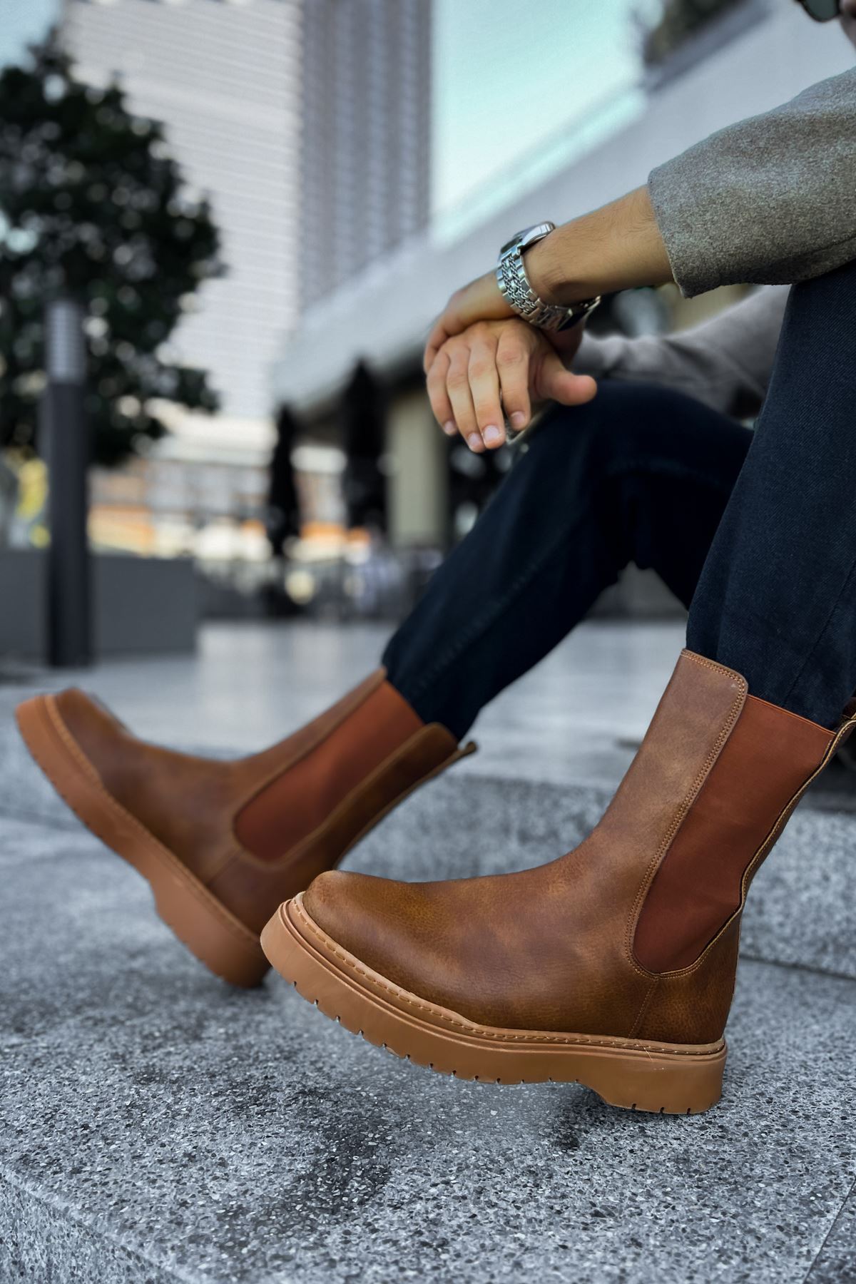 Lastikli Erkek Chelsea Bot Taba - Görsel 2