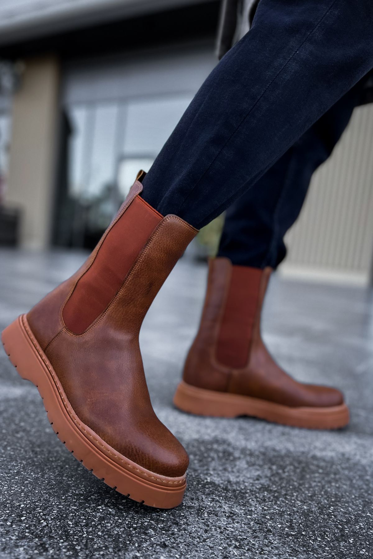 Lastikli Erkek Chelsea Bot Taba - Görsel 4