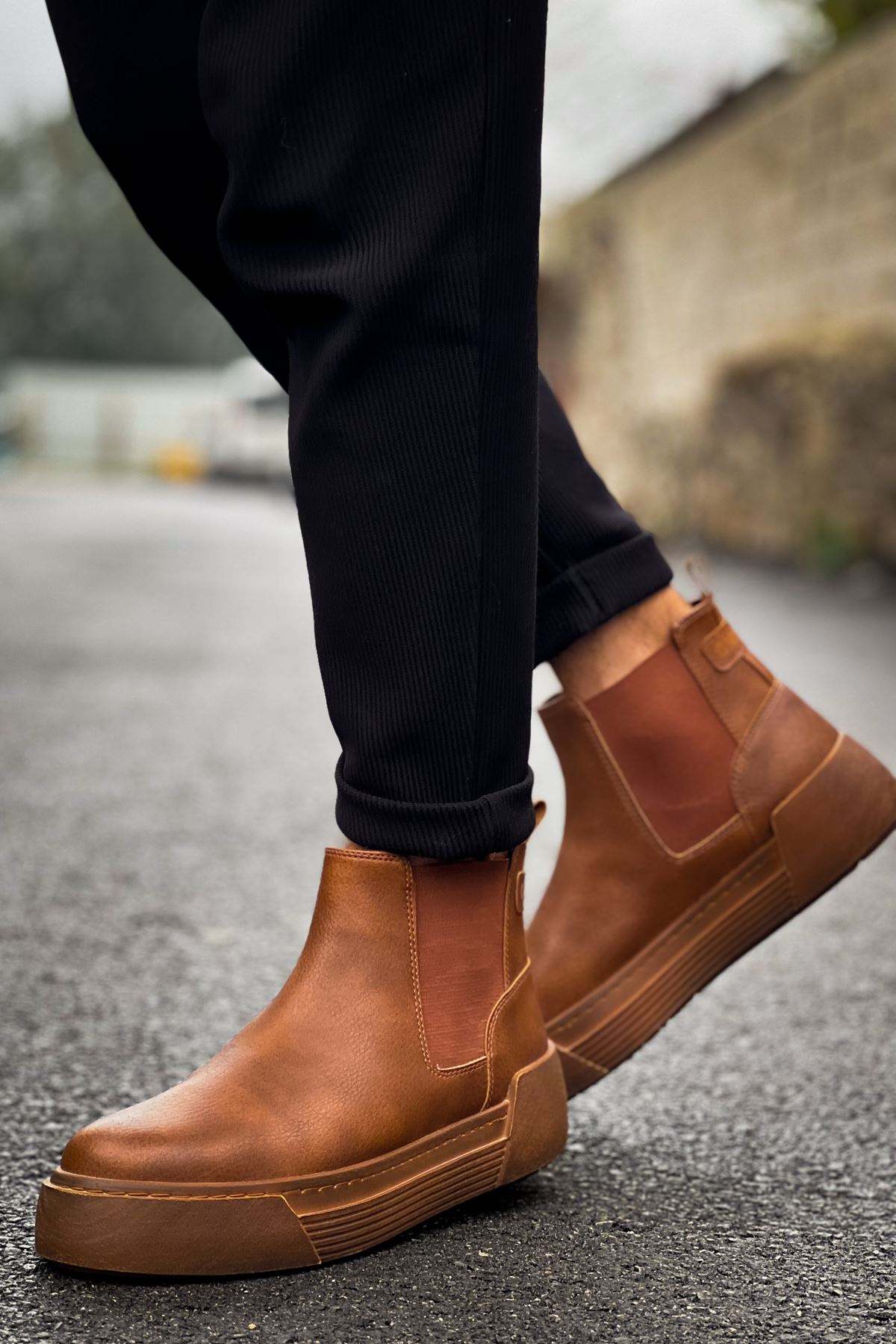 Lastikli Erkek Chelsea Bot Taba - Görsel 2