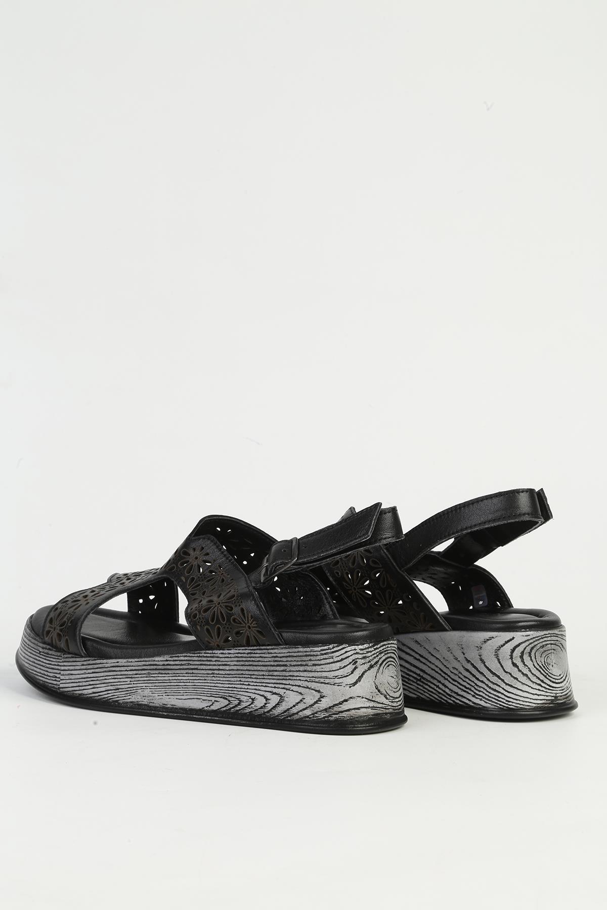 Deri Siyah Kadın Topuklu Ayakabı PC-7358 - Görsel 4