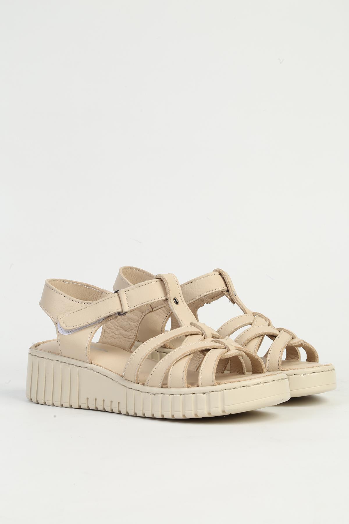 Bej Kadın Deri Topuklu Ayakkabı PC-54787 - Görsel 2