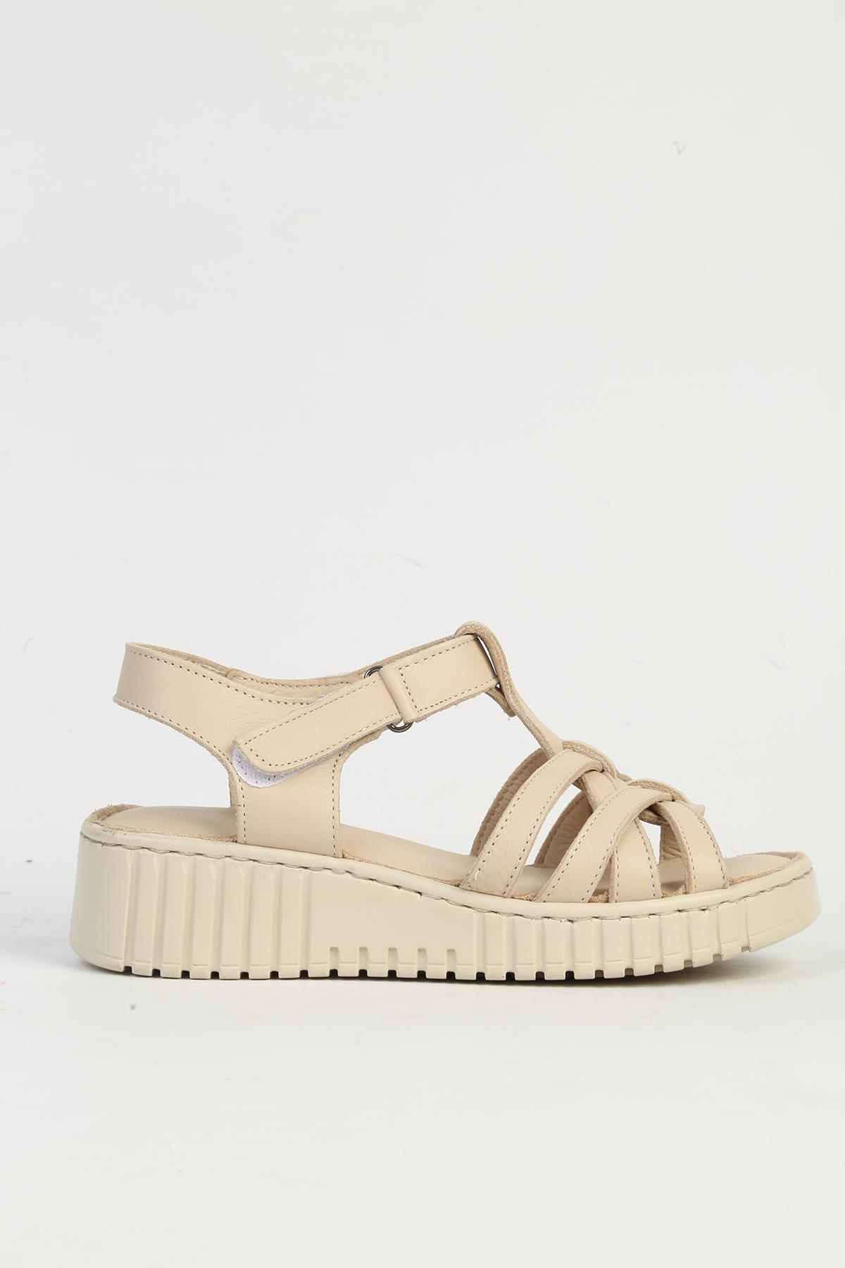 Bej Kadın Deri Topuklu Ayakkabı PC-54787 - Görsel 3