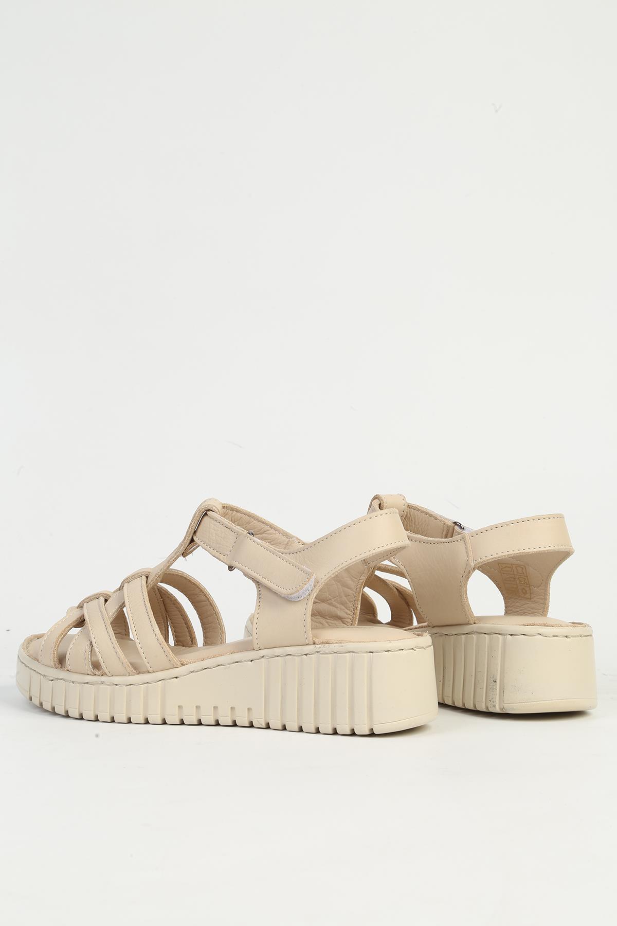 Bej Kadın Deri Topuklu Ayakkabı PC-54787 - Görsel 4