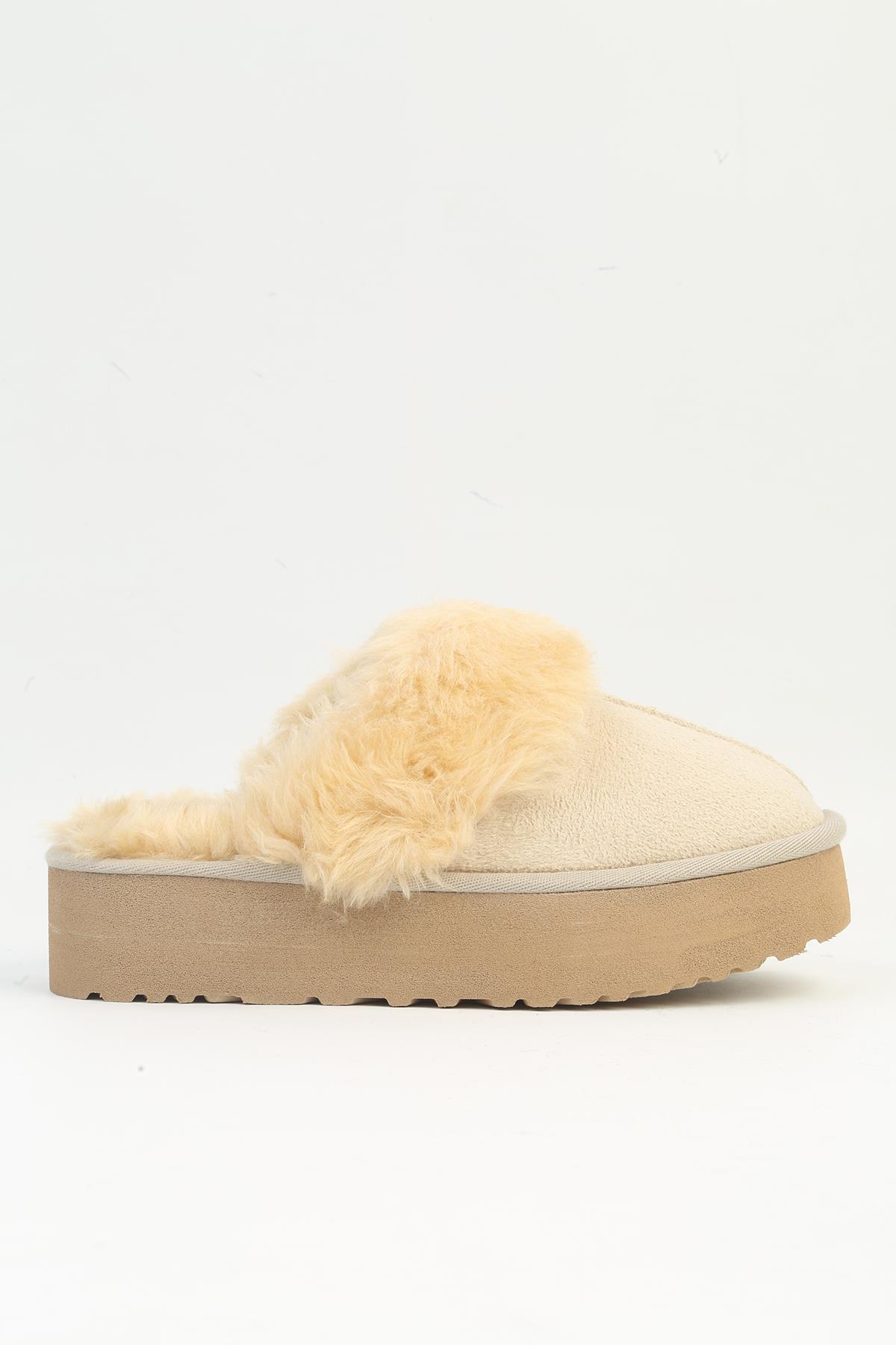 ® | PC-5490 - Kadın Krem İçi Tüylü Terlik - Görsel 5