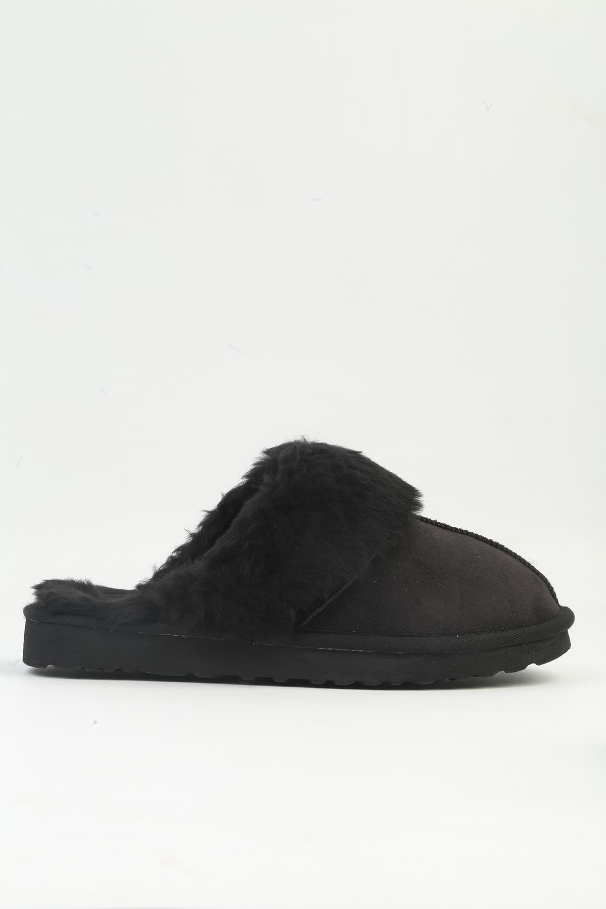 ® | PC-54392 - Kadın Siyah İçi Tüylü Terlik - Görsel 2