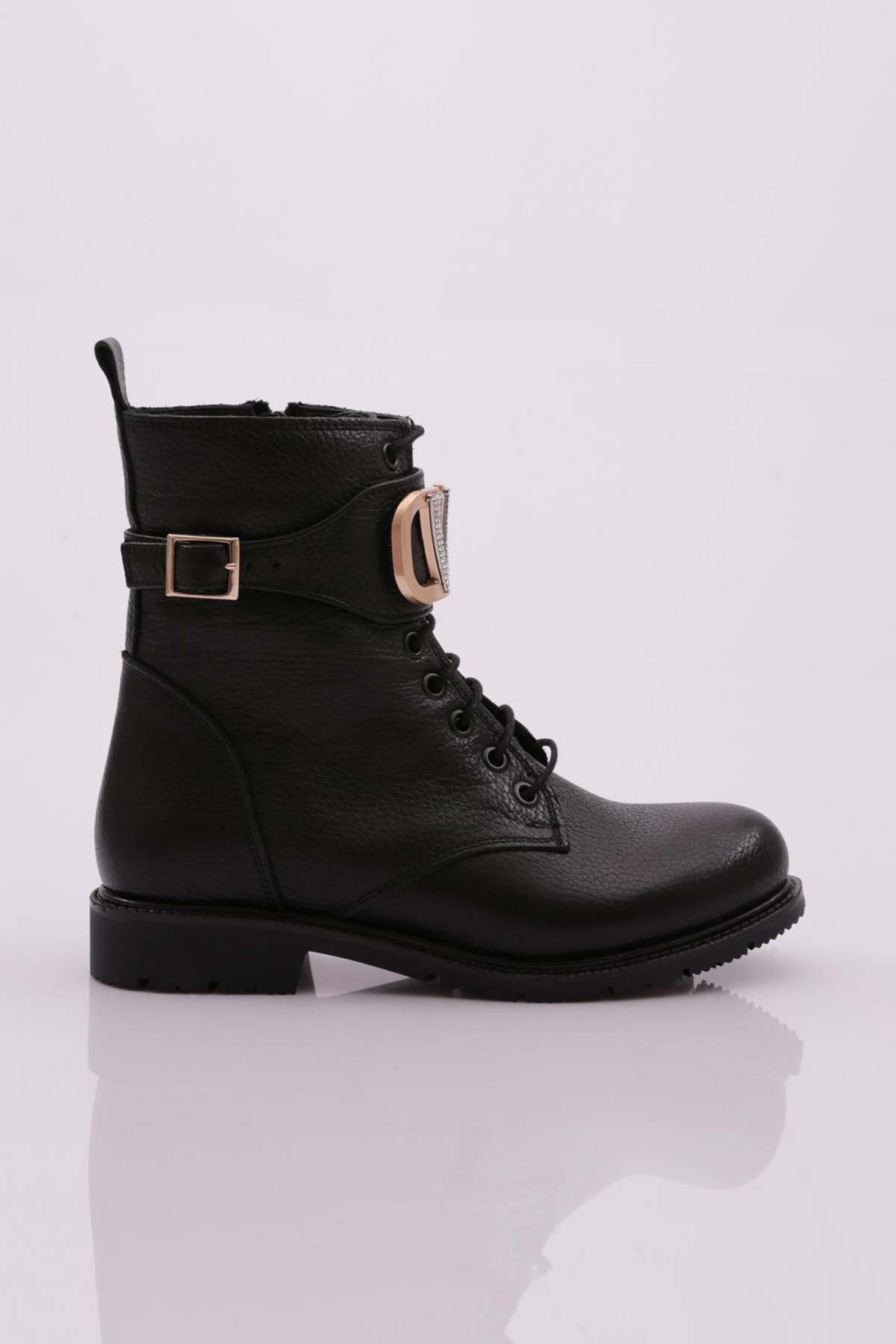 0422-22K Kadin Kristal Taşli V Tokali Yandan Fermuarli Postal Bot - Görsel 2